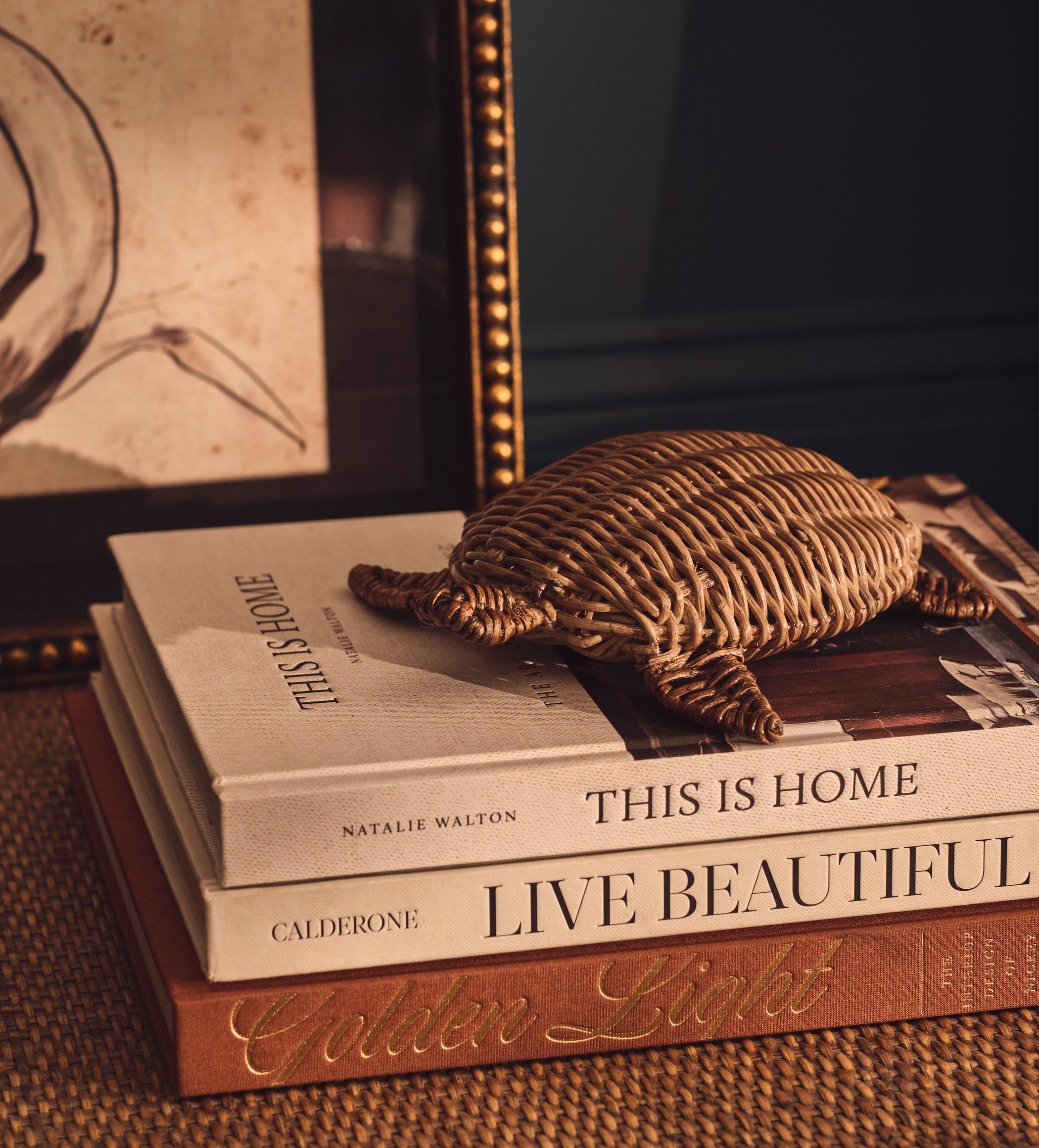 Rattan Decorative Turtle - Vintage Grey