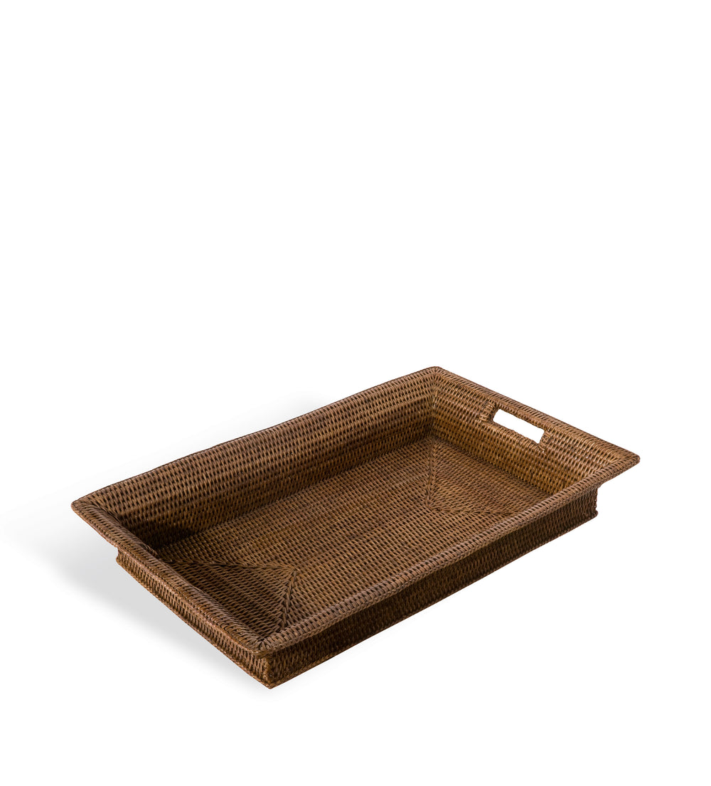 Rattan Deep Tray - Brown