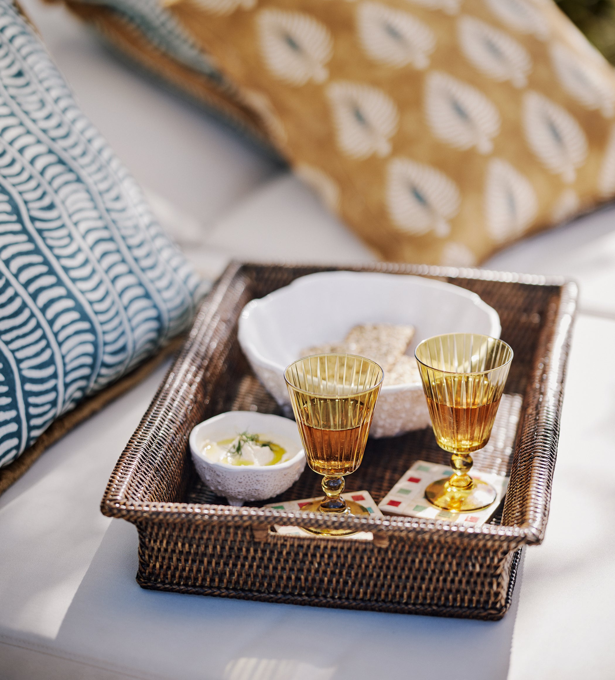 Rattan Deep Tray - Brown