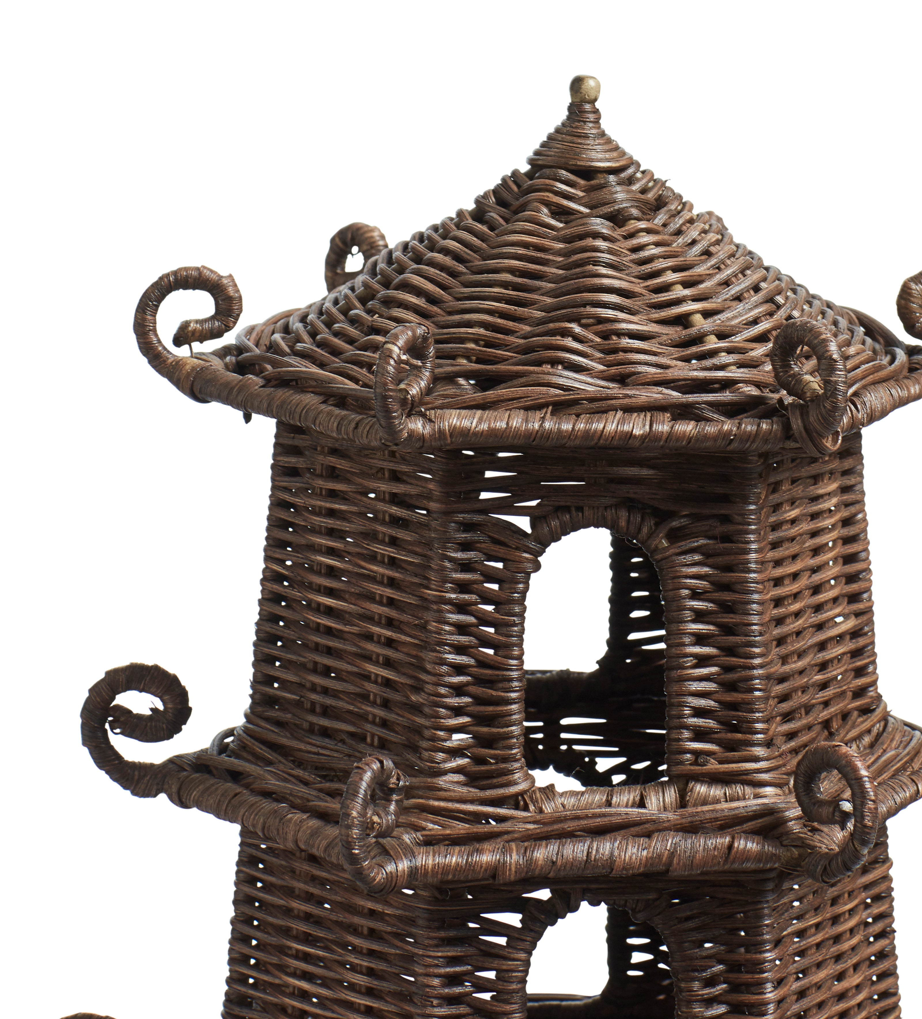 Rattan Pagoda Lantern - Antique Brown