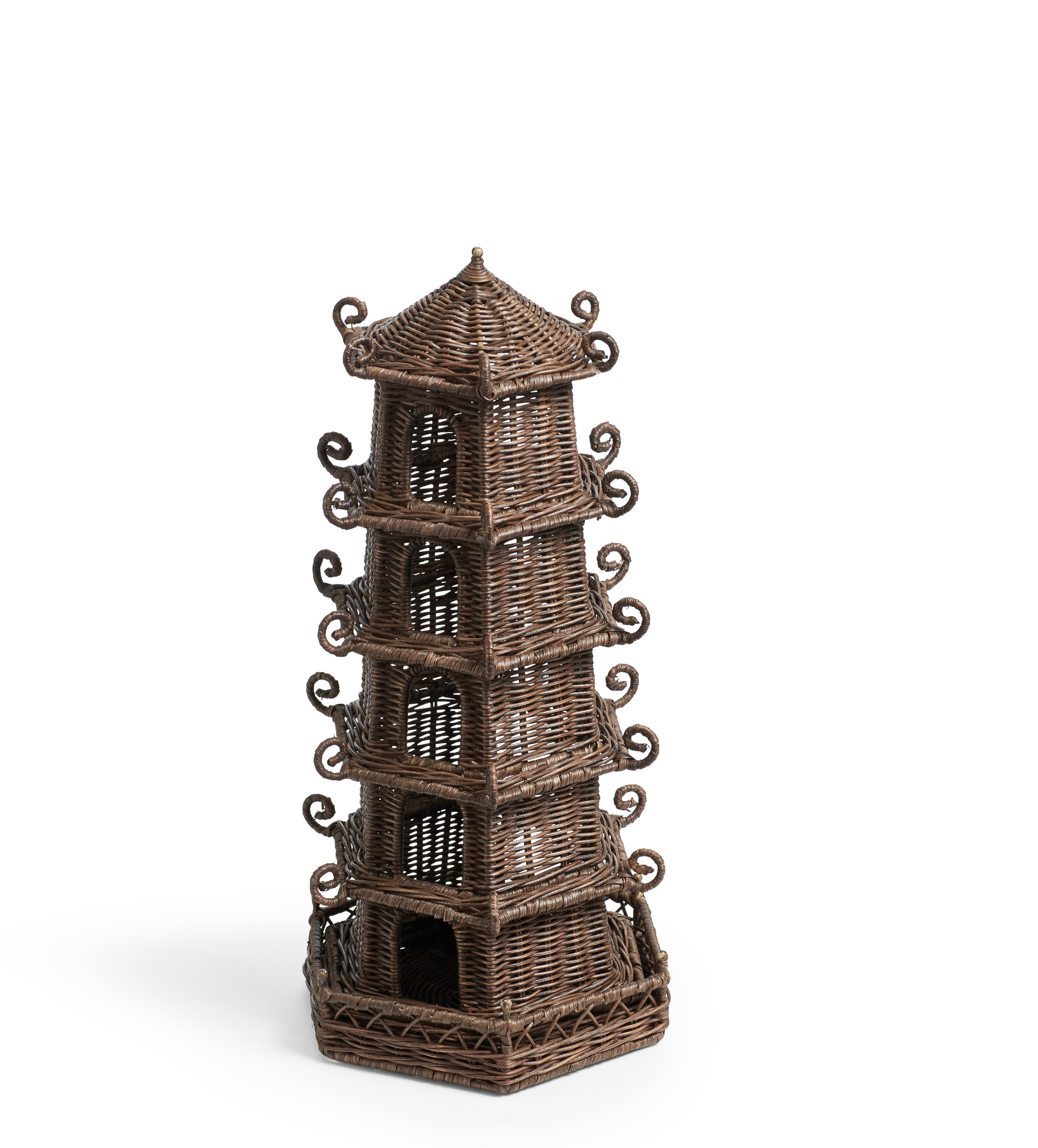 Rattan Pagoda Lantern - Antique Brown | OKA