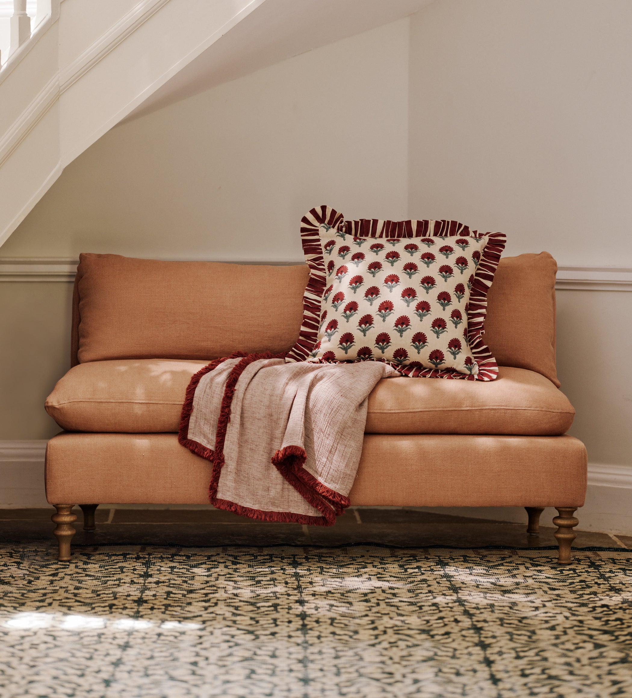 Rosina Linen 2-Seater Sofa - Apricot