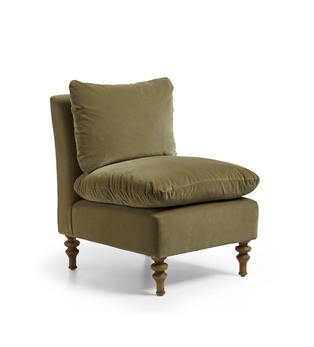 Rosina Velvet Slipper Chair - Lichen