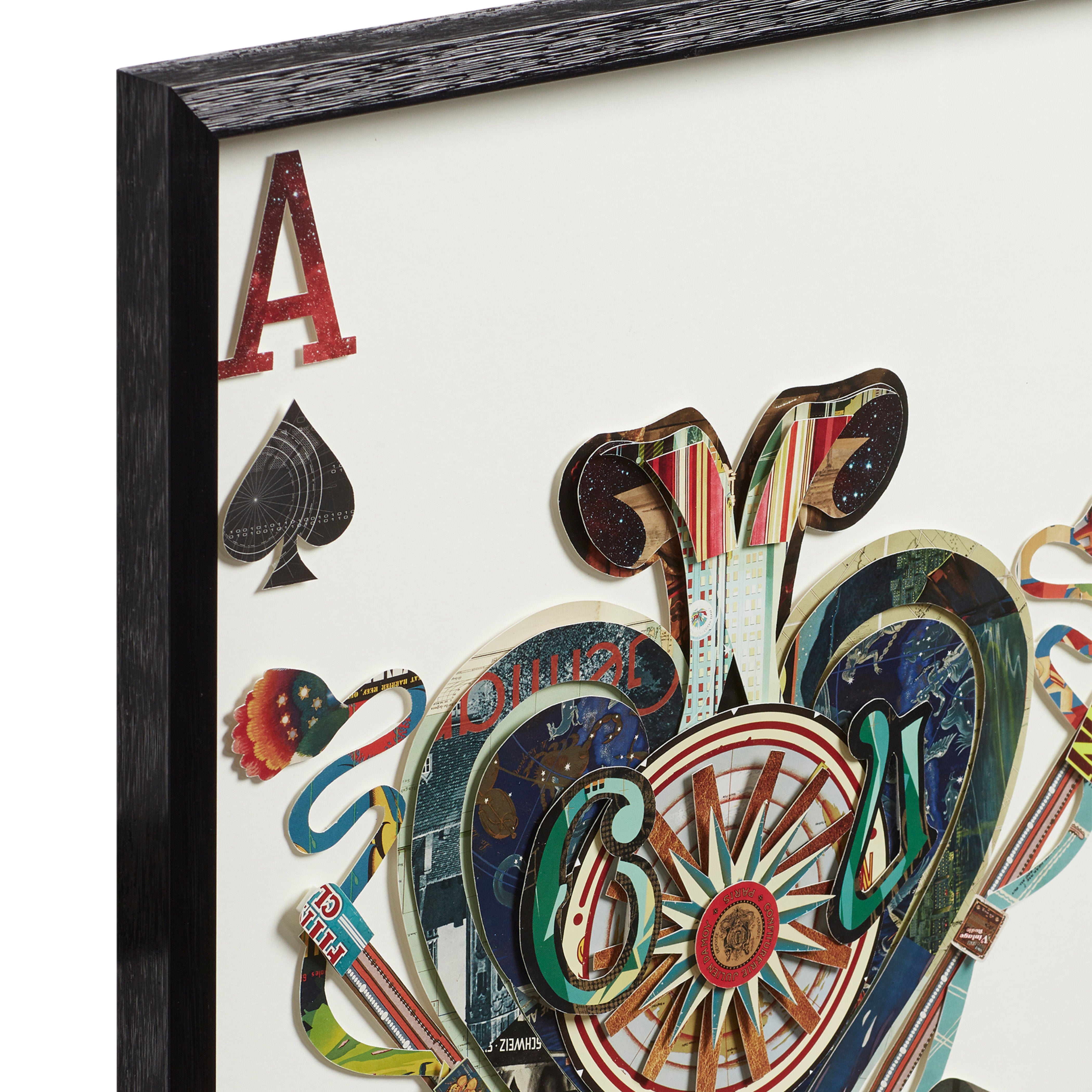 Framed Playing Card Ace Collages - Set of Four - Multi-Coloured | OKA