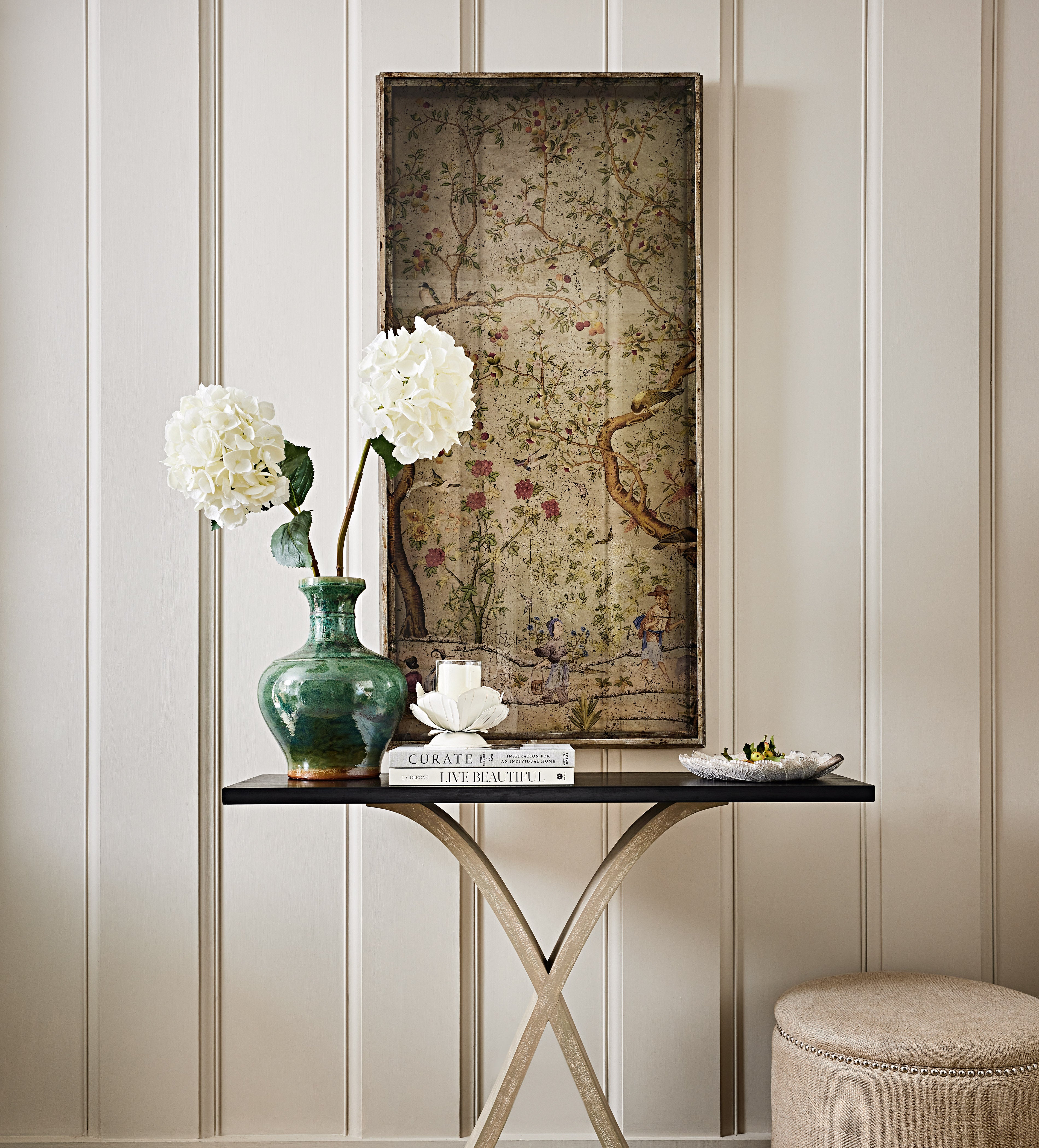 Hokkaido Wall Art Panels - Set of Four - Distressed Green | OKA