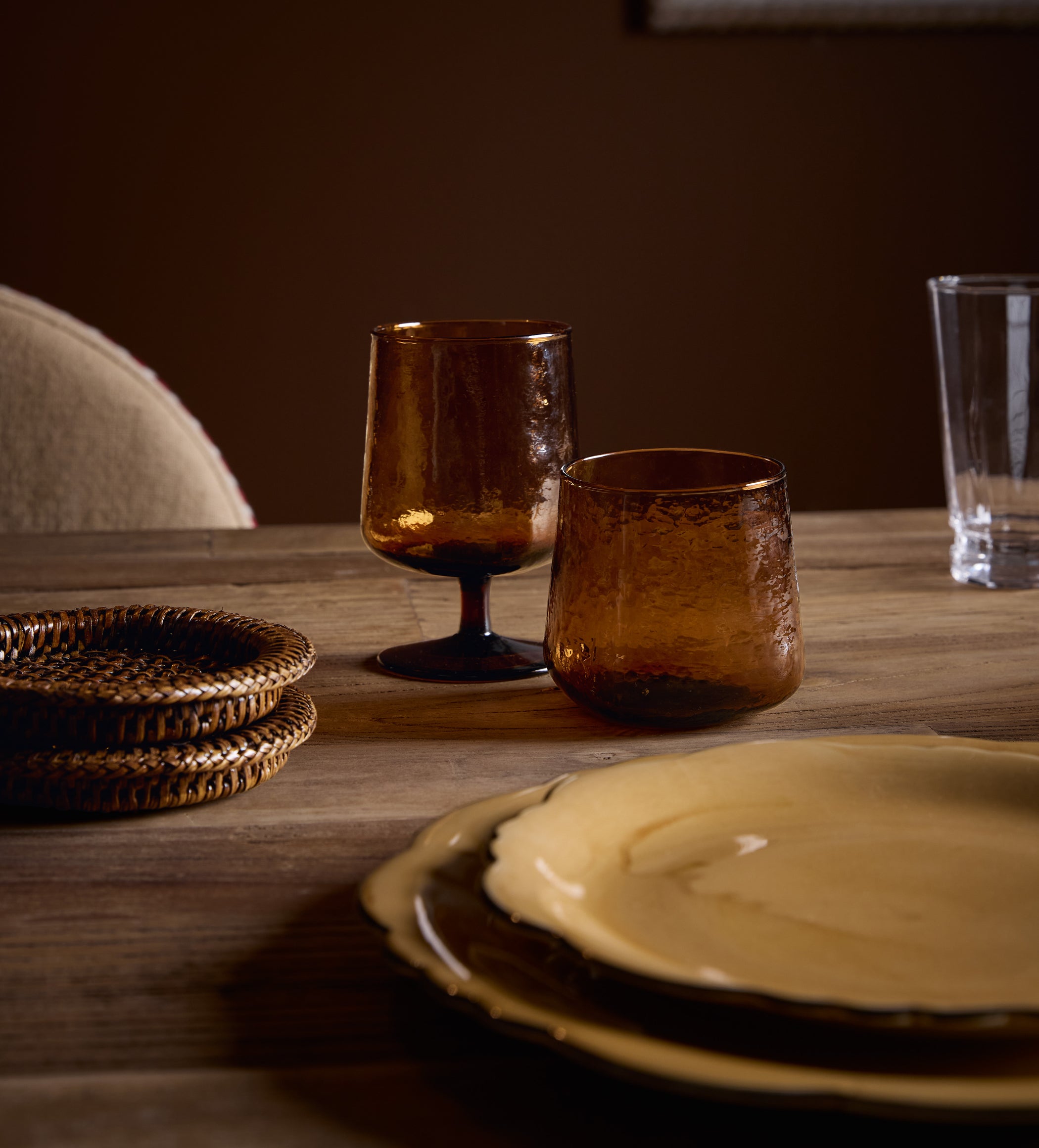 Rattan Coasters - Set of Four - Antique Brown