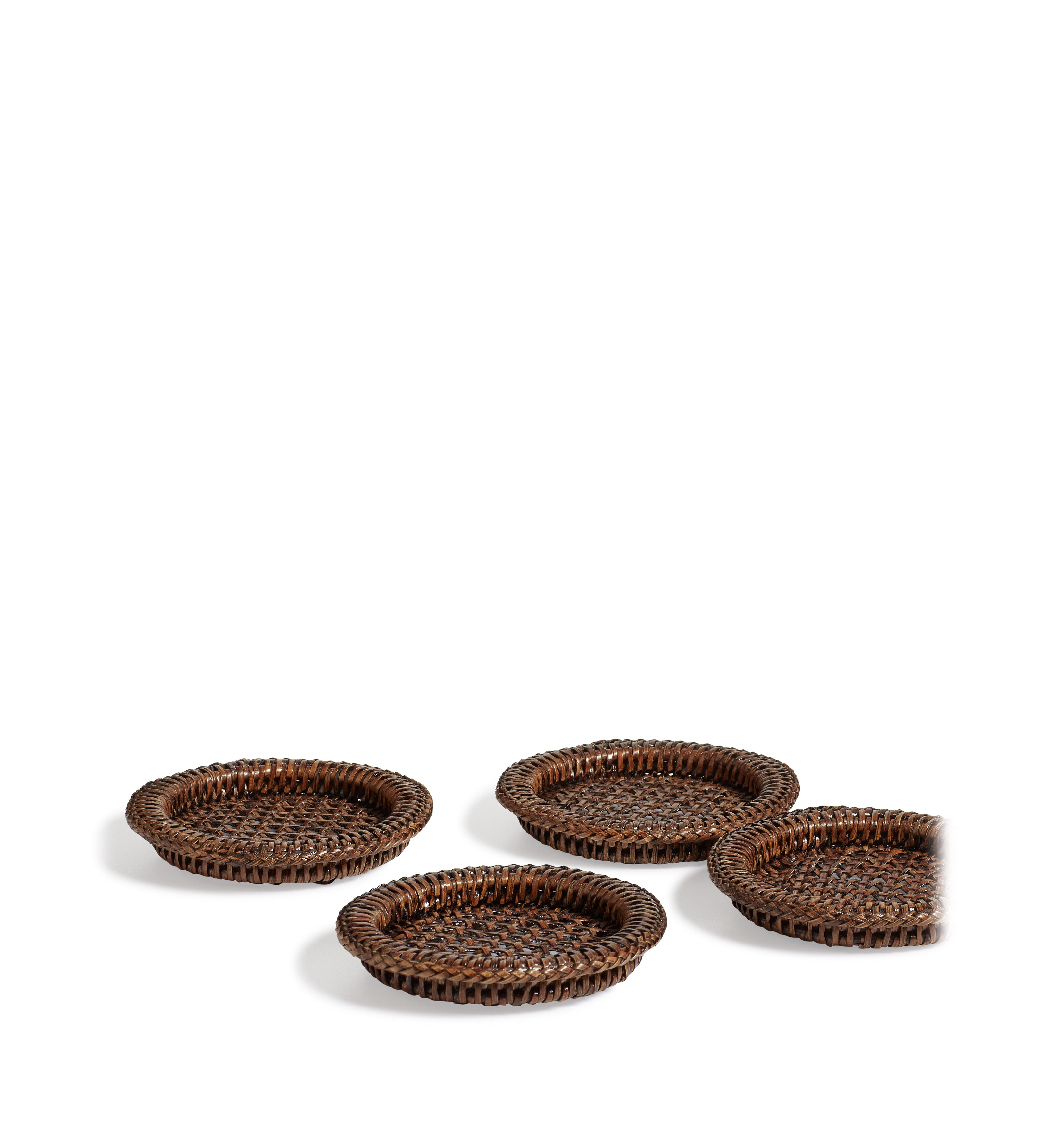 Rattan Coasters - Set of Four - Antique Brown