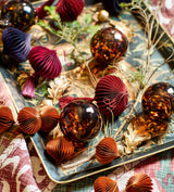 Mixed Honeycomb Bauble Decorations - Set of Six - Raspberry