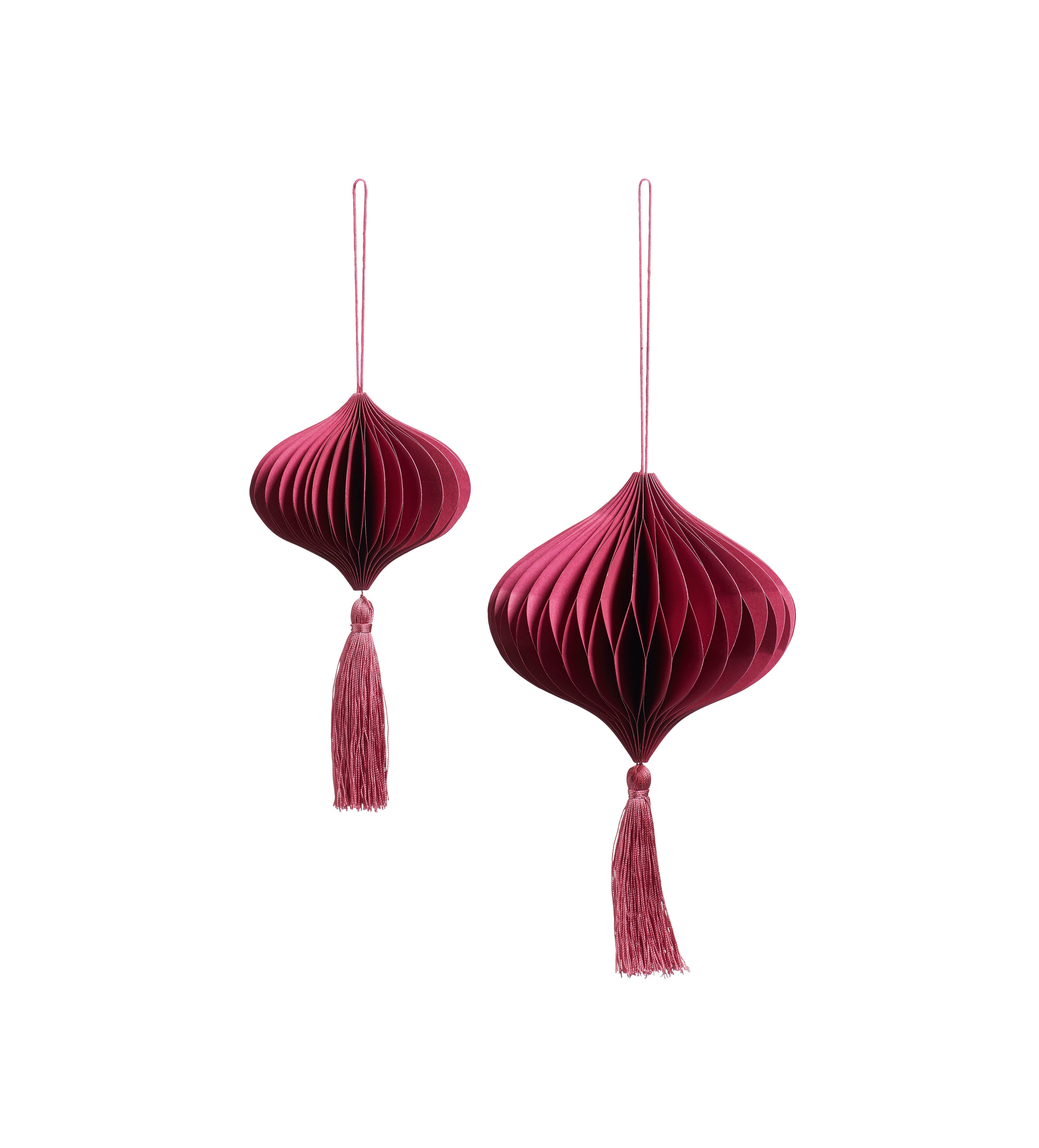 Mixed Honeycomb Bauble Decorations - Set of Six - Raspberry