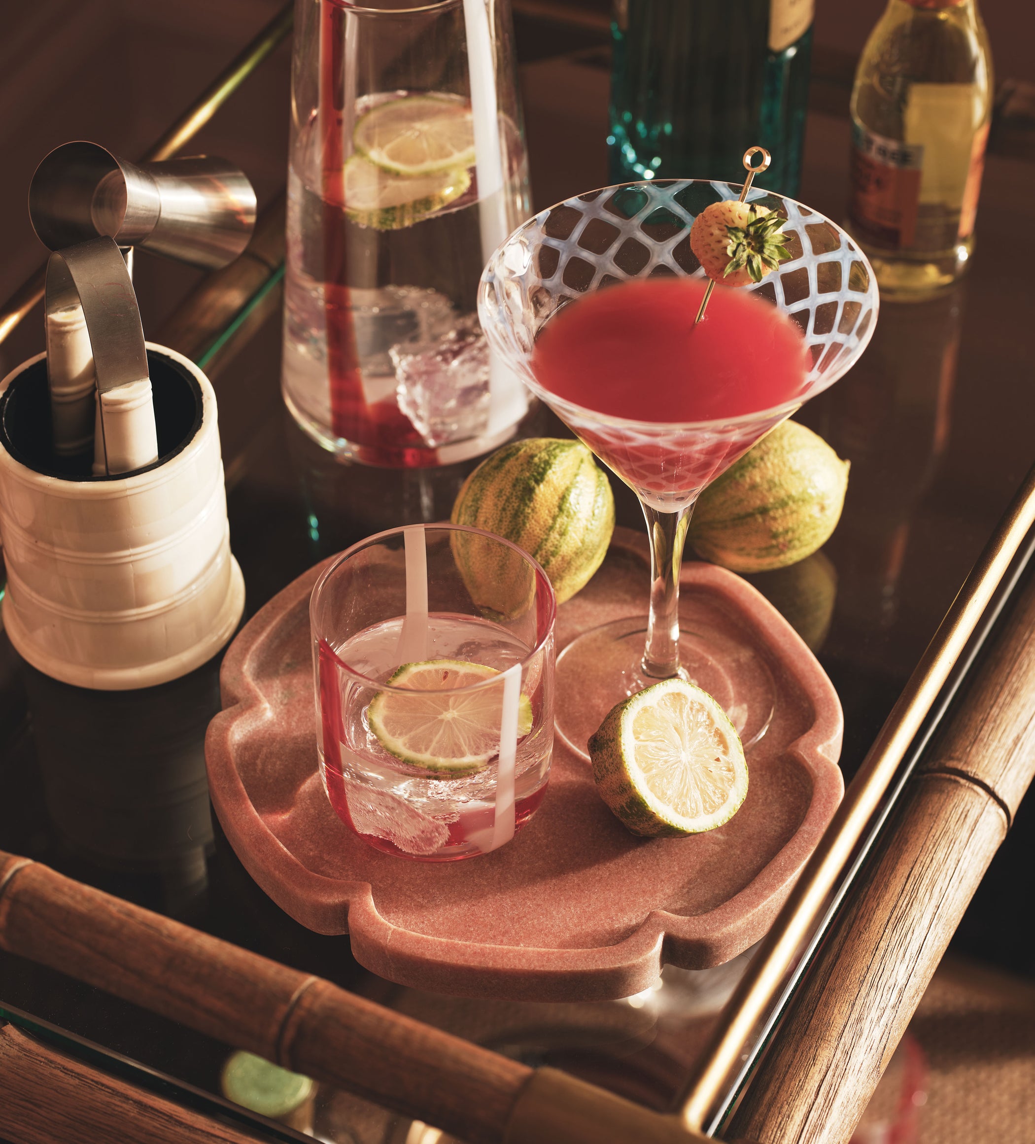 Mila Short Tumblers - Set of Six - Red/White
