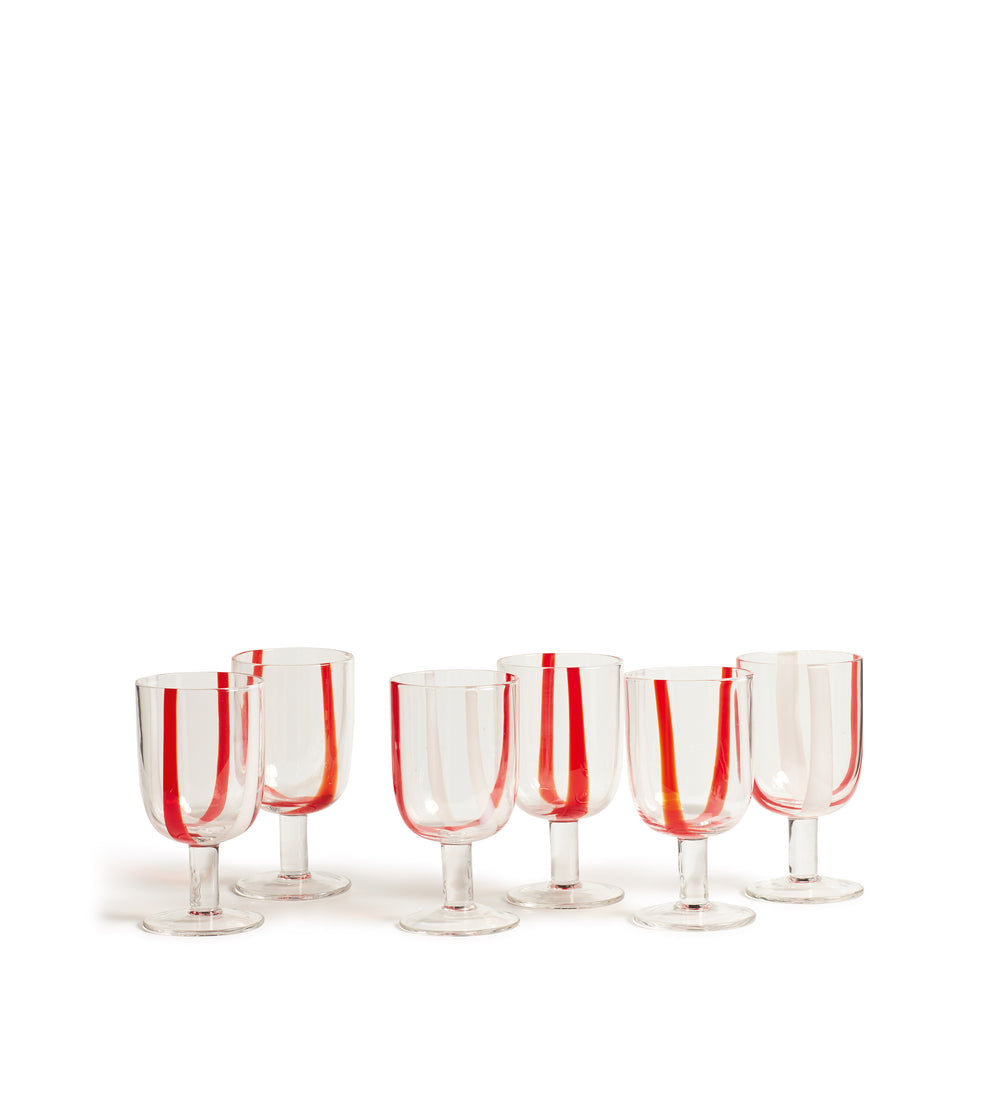 Mila Wine Glasses - Set of Six - Red/White