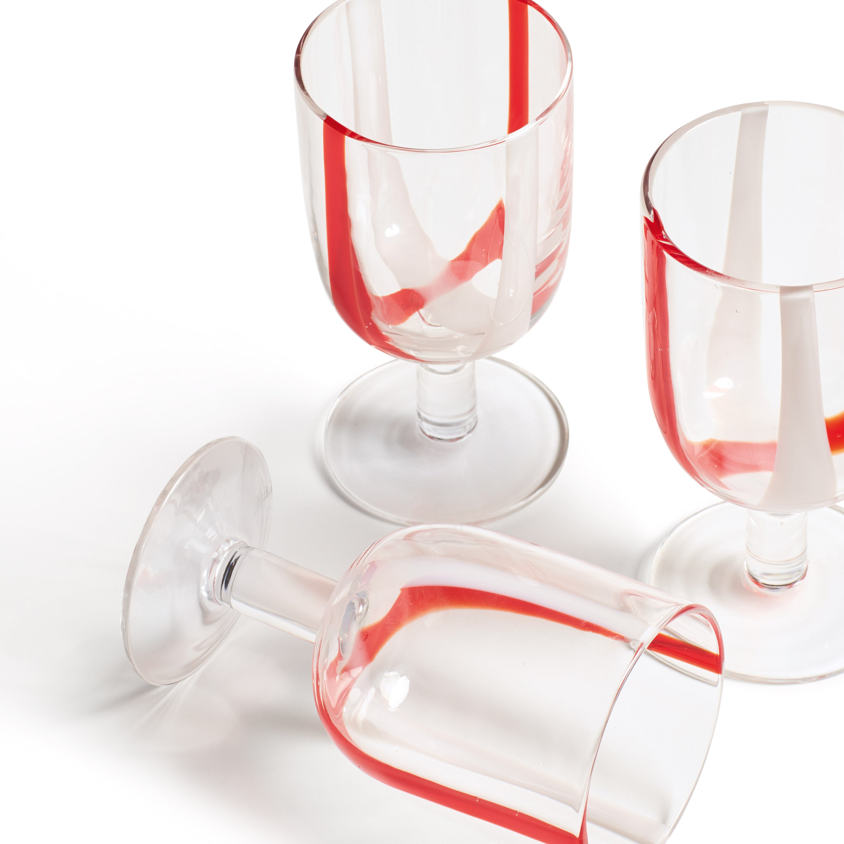 Mila Wine Glasses - Set of Six - Red/White