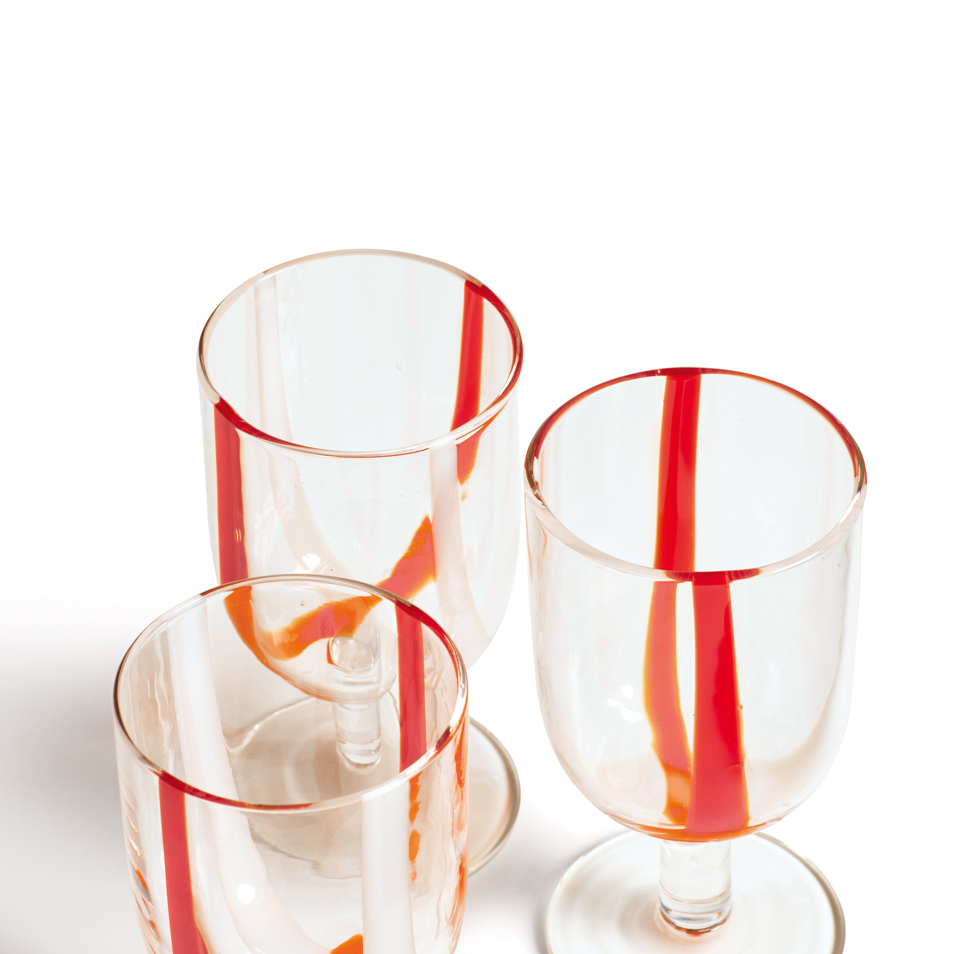 Mila Wine Glasses - Set of Six - Red/White