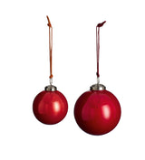 Glass Bauble Tree Decorations - Set of Six - Red Garnet