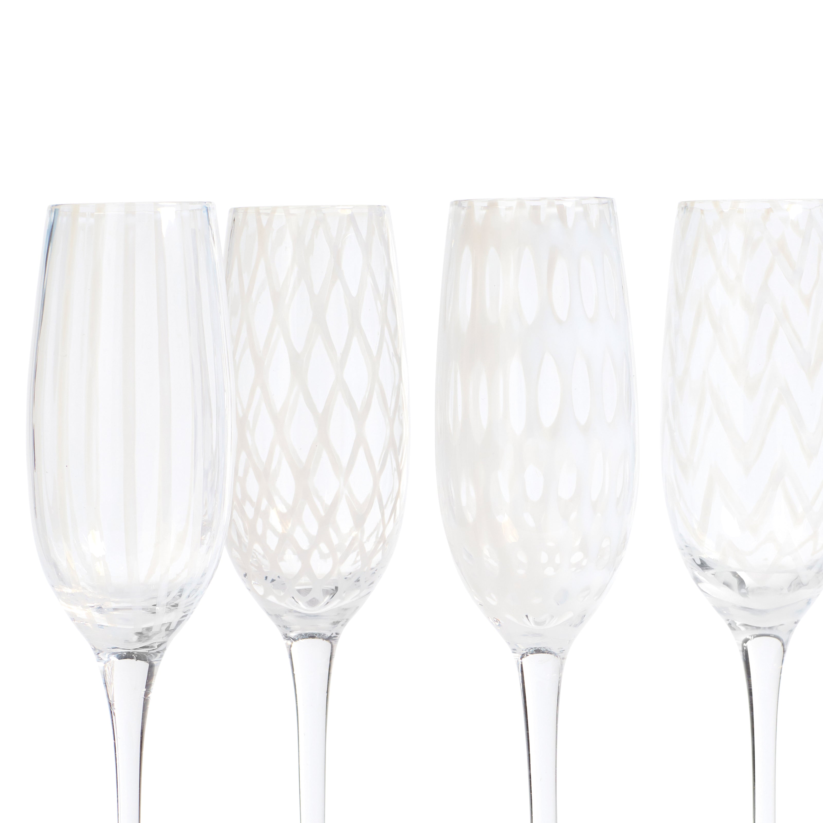 Pulcinella Champagne Glasses - Set of Six - White