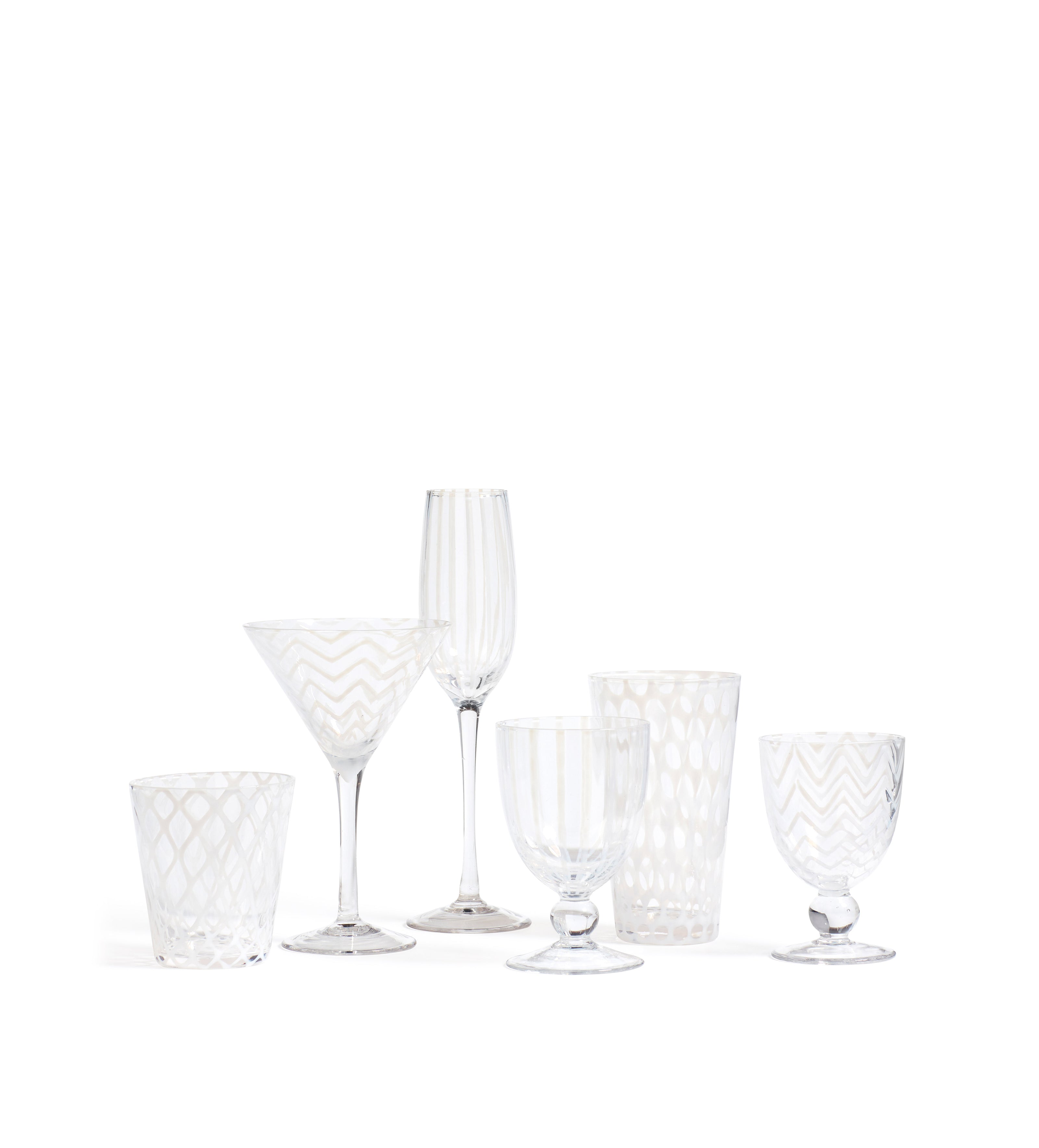 Pulcinella Champagne Glasses - Set of Six - White