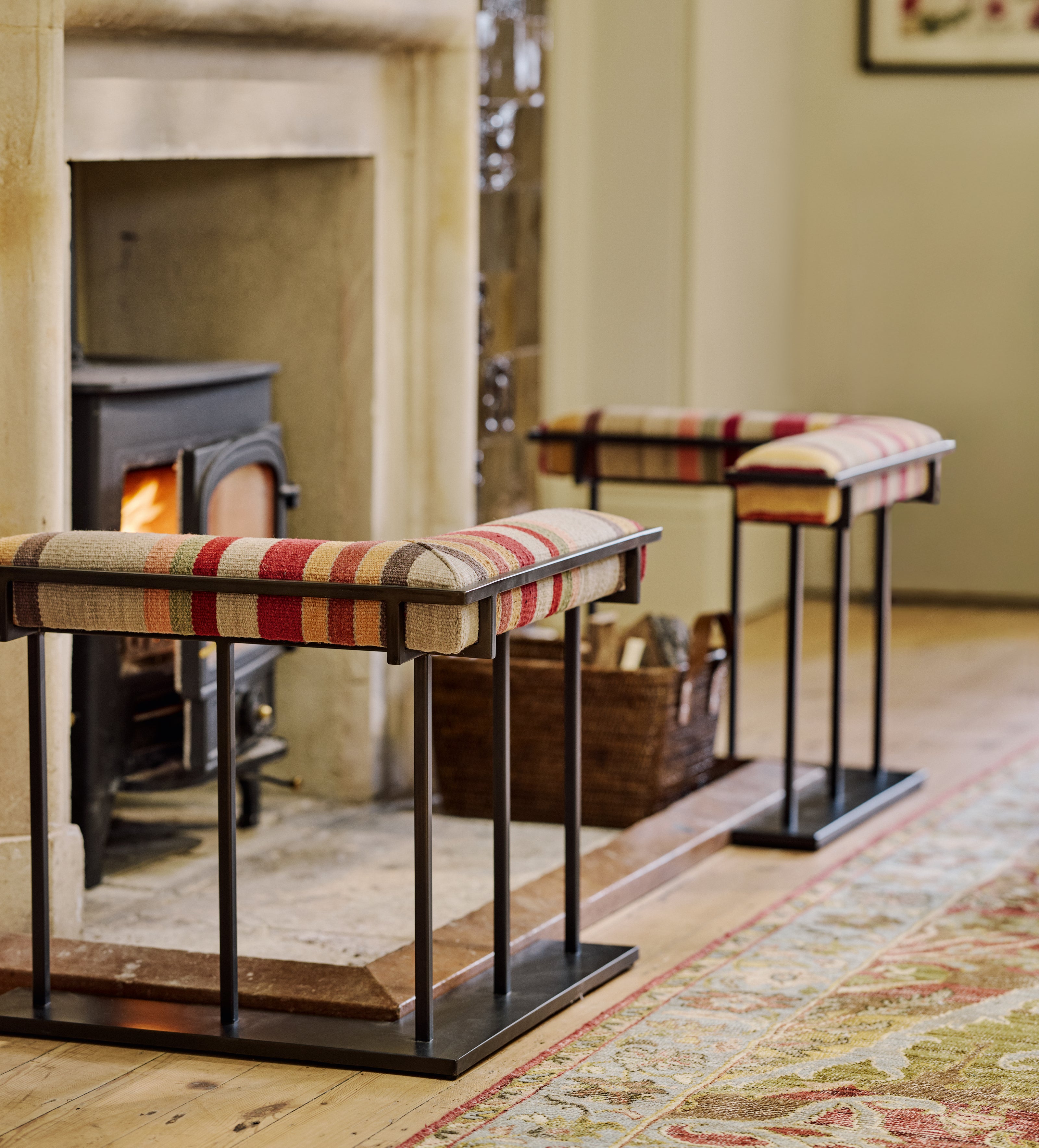 George Berenson Kilim Rug Fire Fenders Pair - Multi