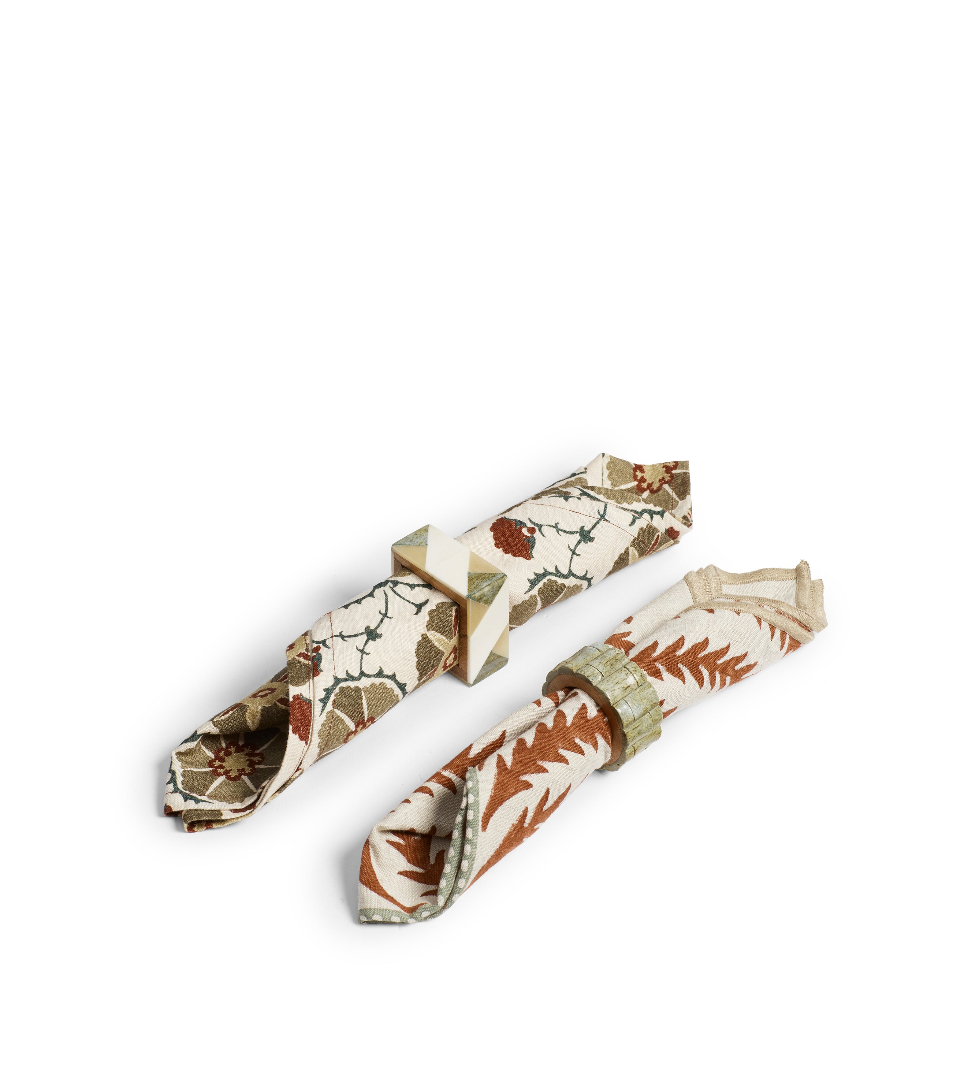 Seva Bone Napkin Rings - Set of Four - Green