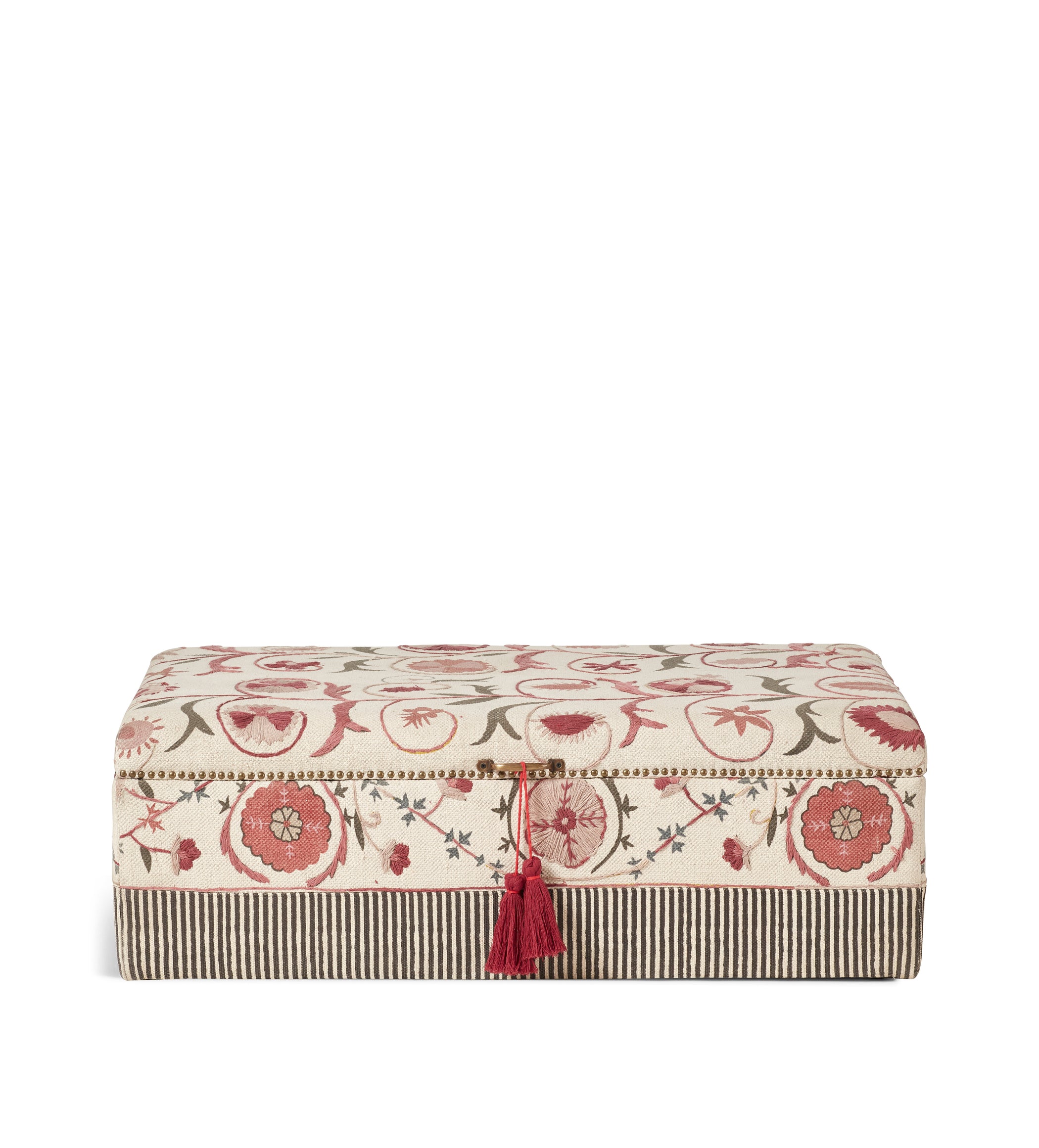 Sheki Upholstered Ottoman - Charcoal/Venetian Red
