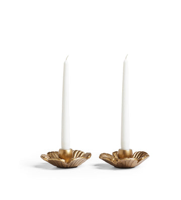 Shuye Pair of Candle Holders - Antique Brass