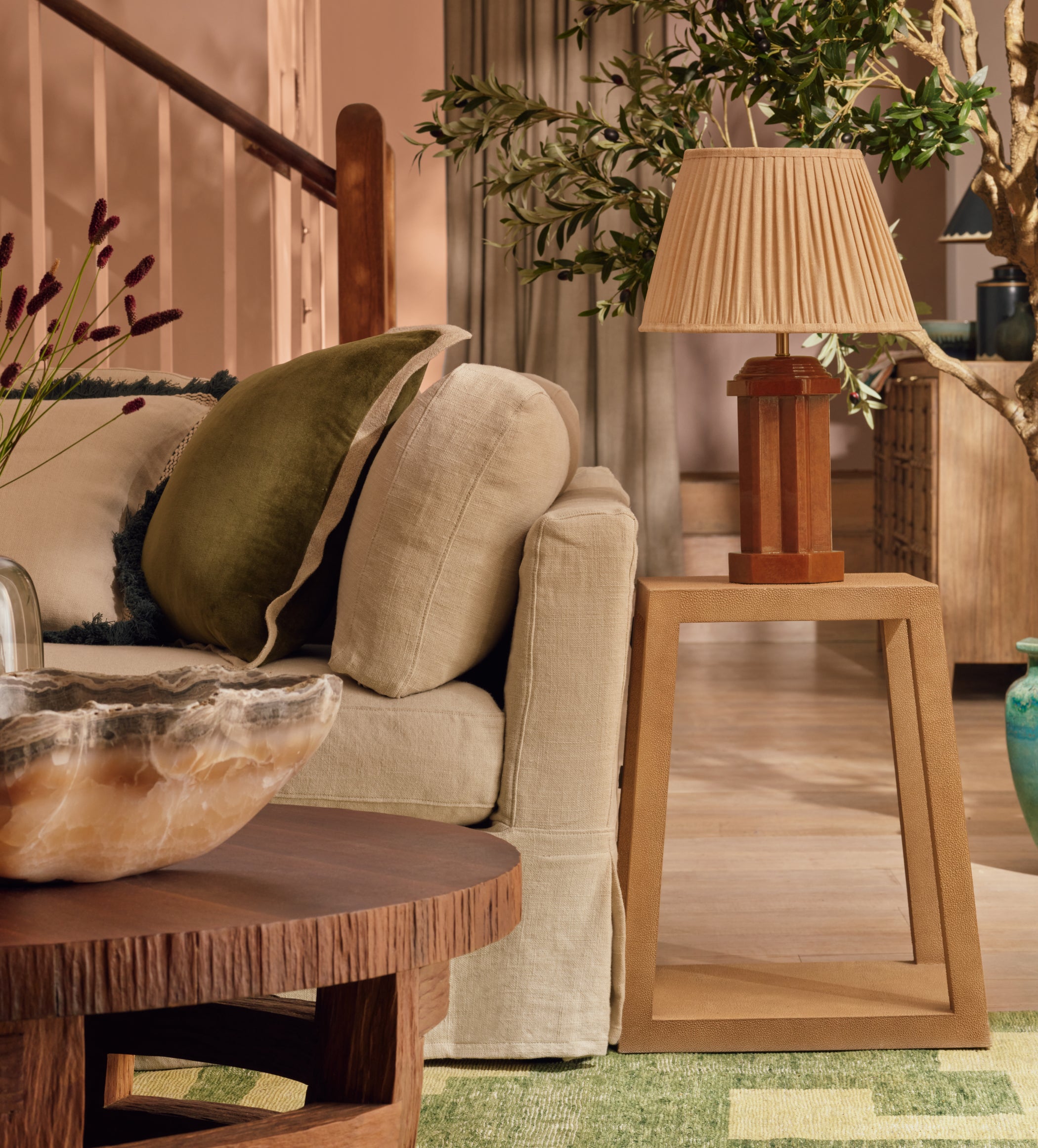 Sibley Shagreen Side Table - Oatmeal