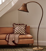 Sikao Rattan Arc Floor Lamp - Antique Brown