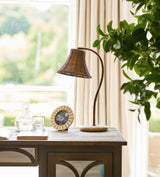 Sikao Rattan Arc Table Lamp - Antique Brown