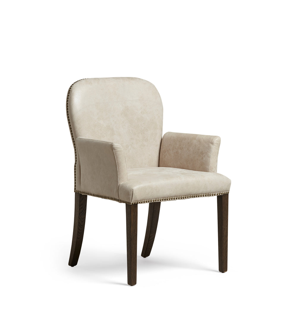 Stafford Leather Dining Chair with Arms - China Clay