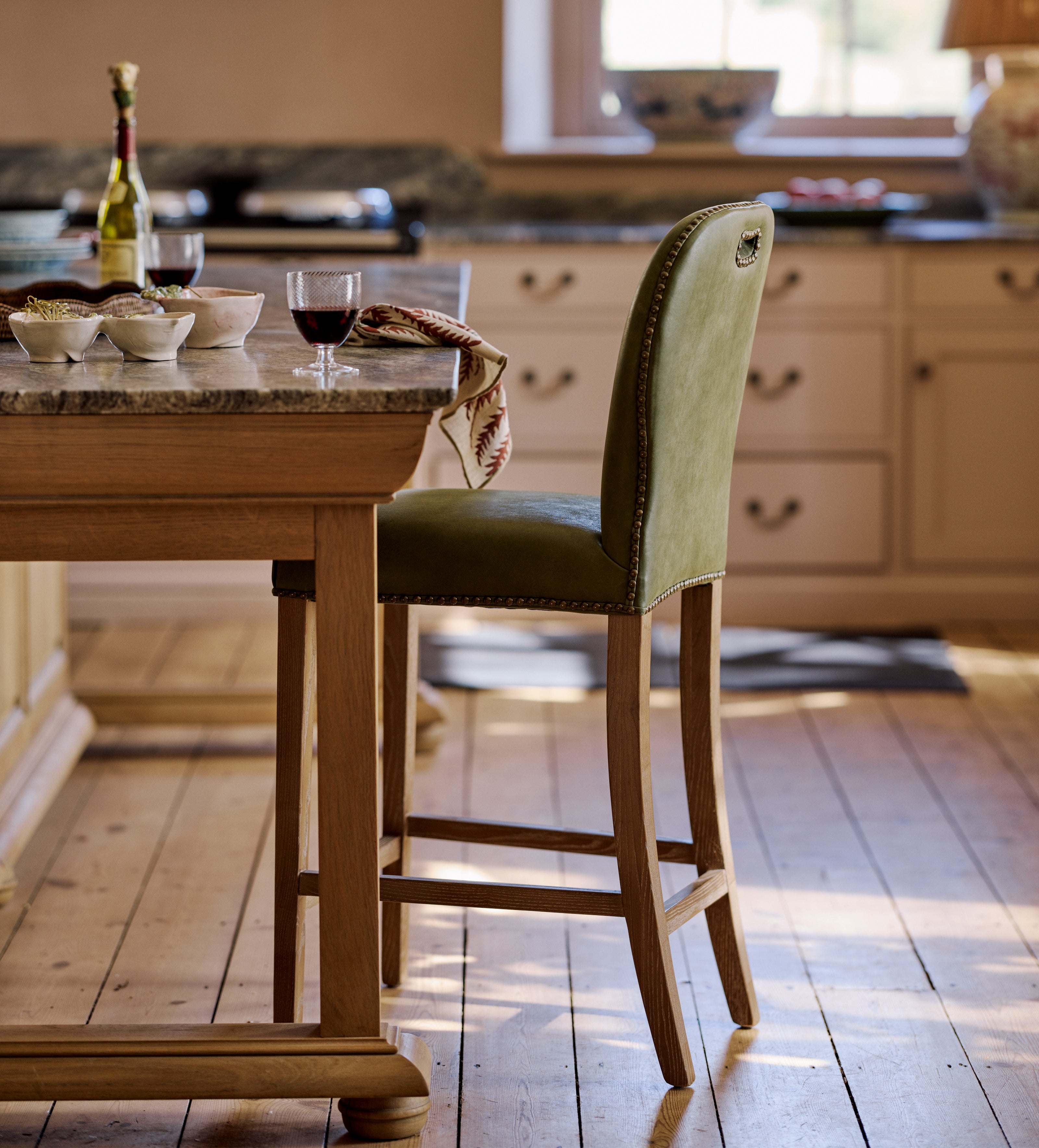 Stafford Leather Bar Stool - Spruce