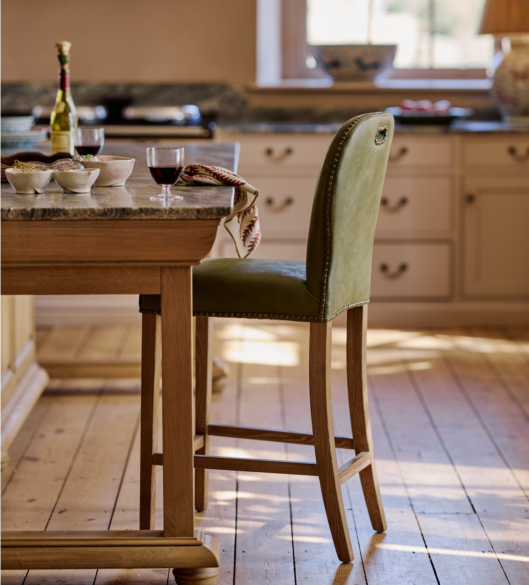 Stafford Leather Bar Stool - Spruce