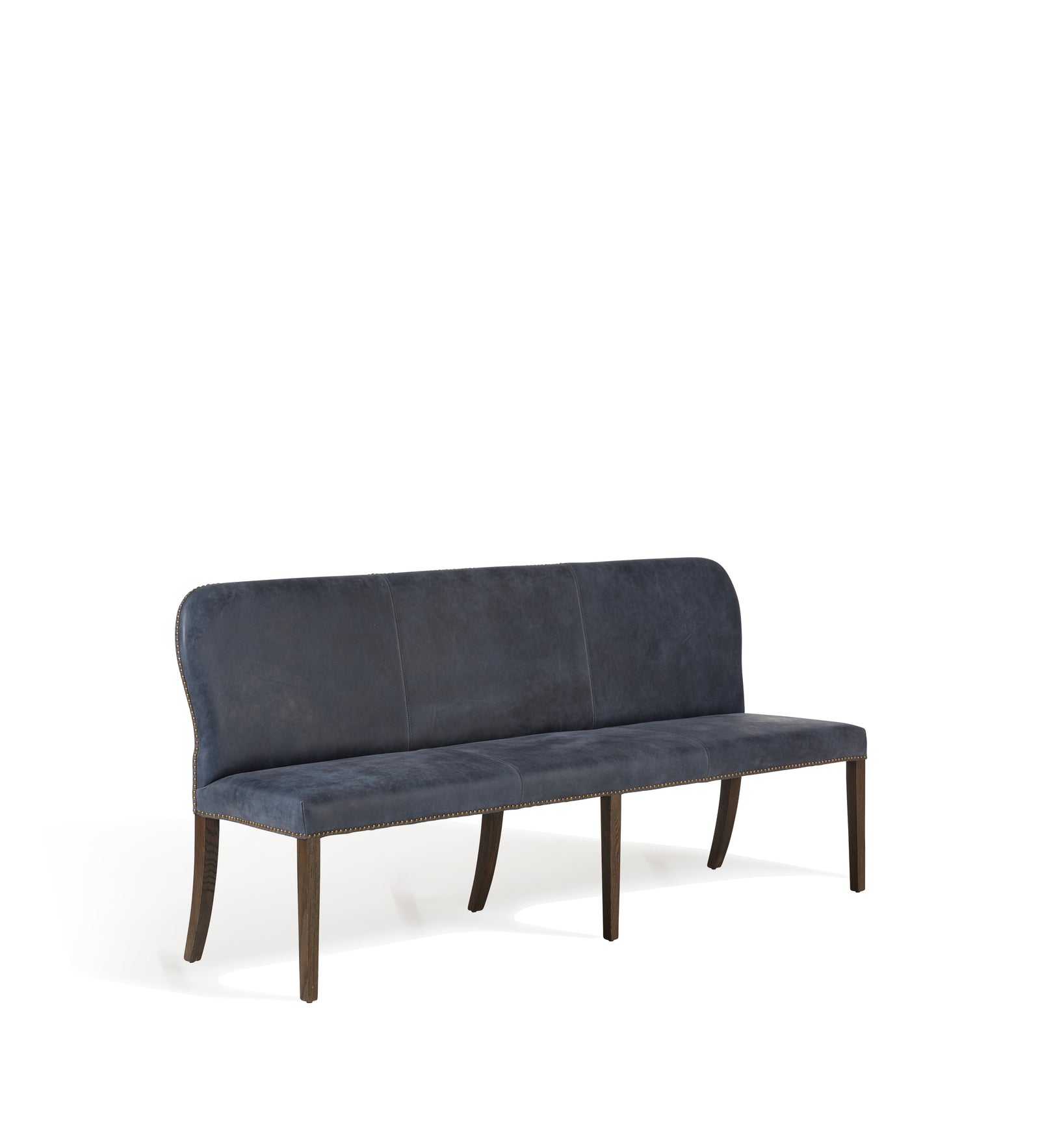 Stafford Leather Dining Bench - Smoke Blue