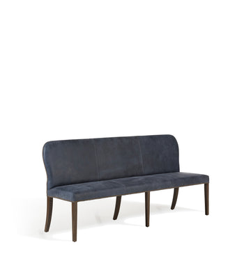 Stafford Leather Dining Bench - Smoke Blue