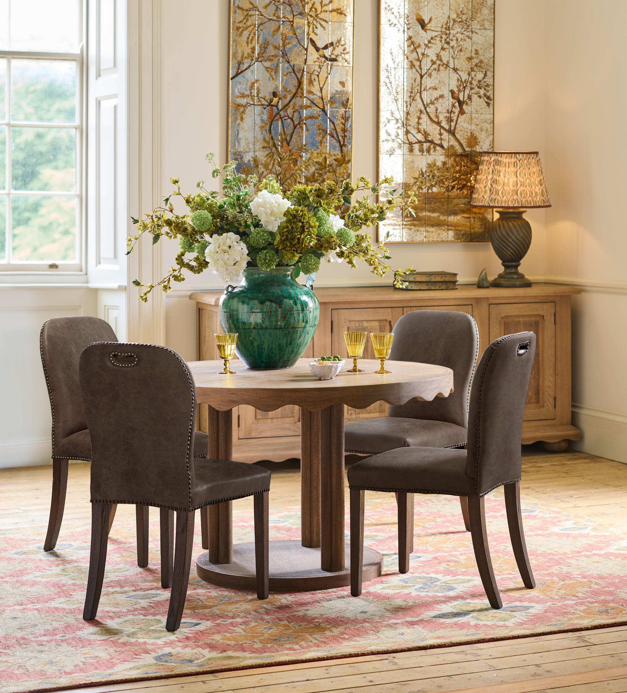 Stafford Leather Dining Chair - Aged Truffle - Set of Four