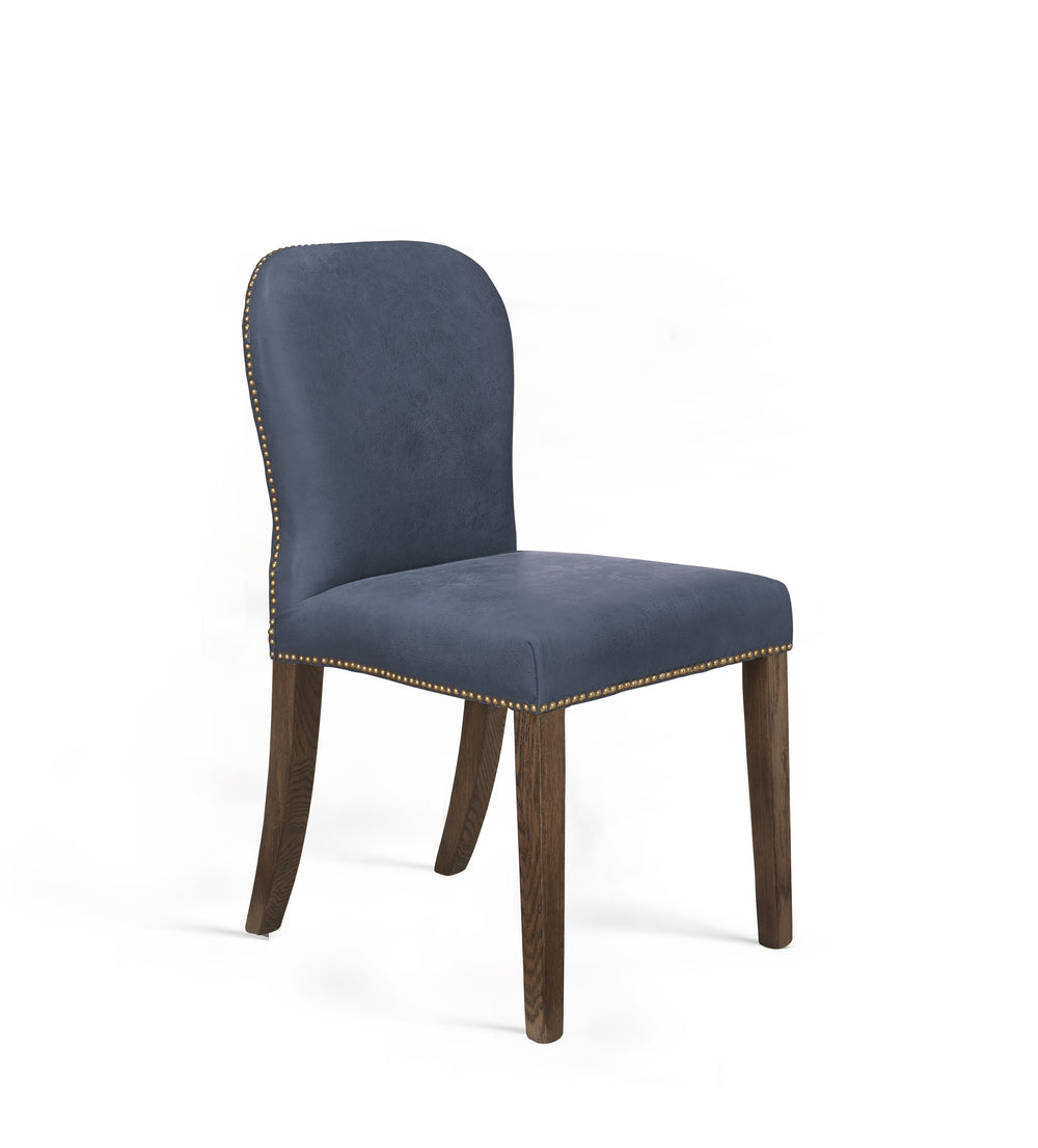 Stafford Leather Dining Chair - Smoke Blue