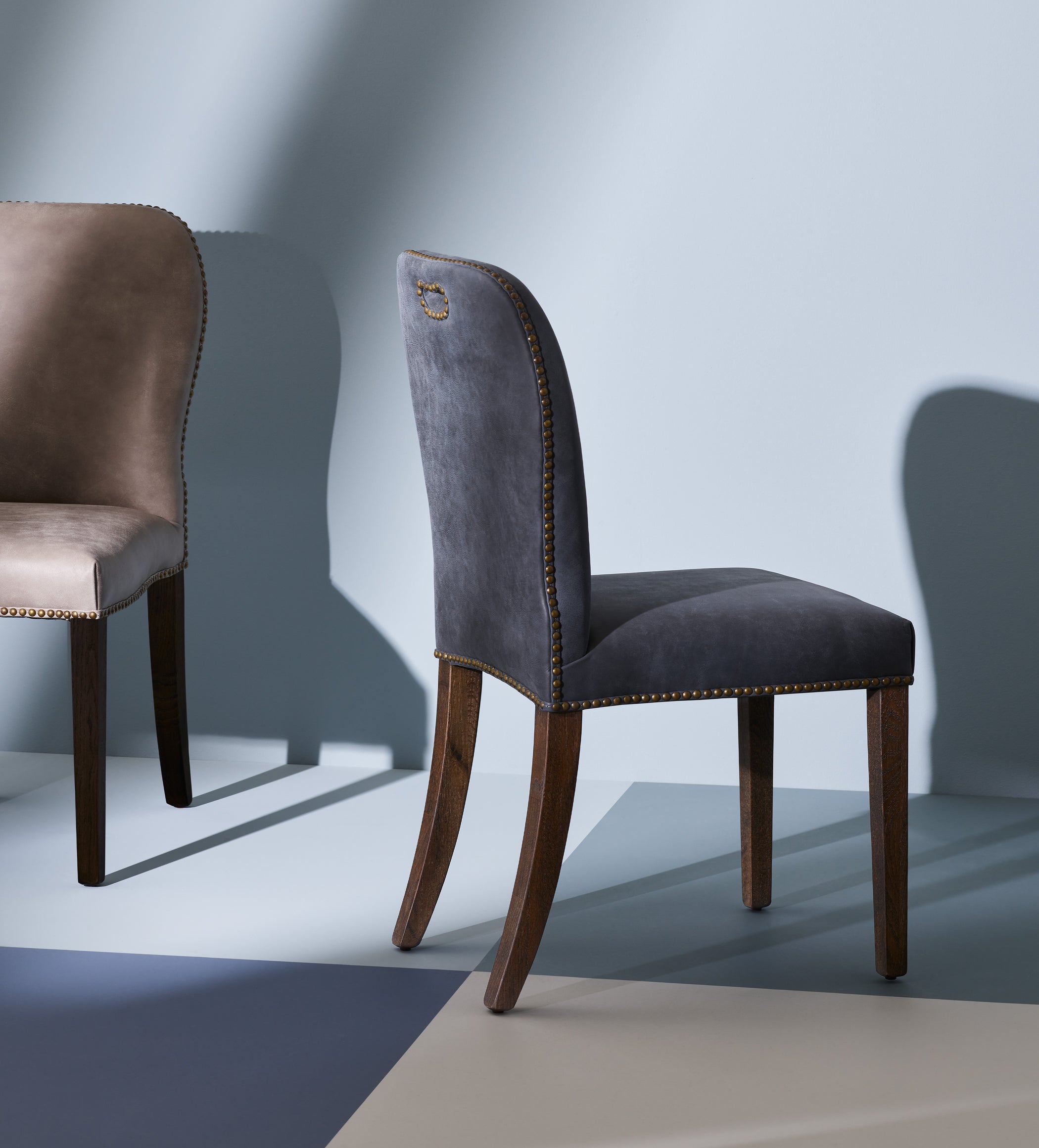 Stafford Leather Dining Chair - Smoke Blue