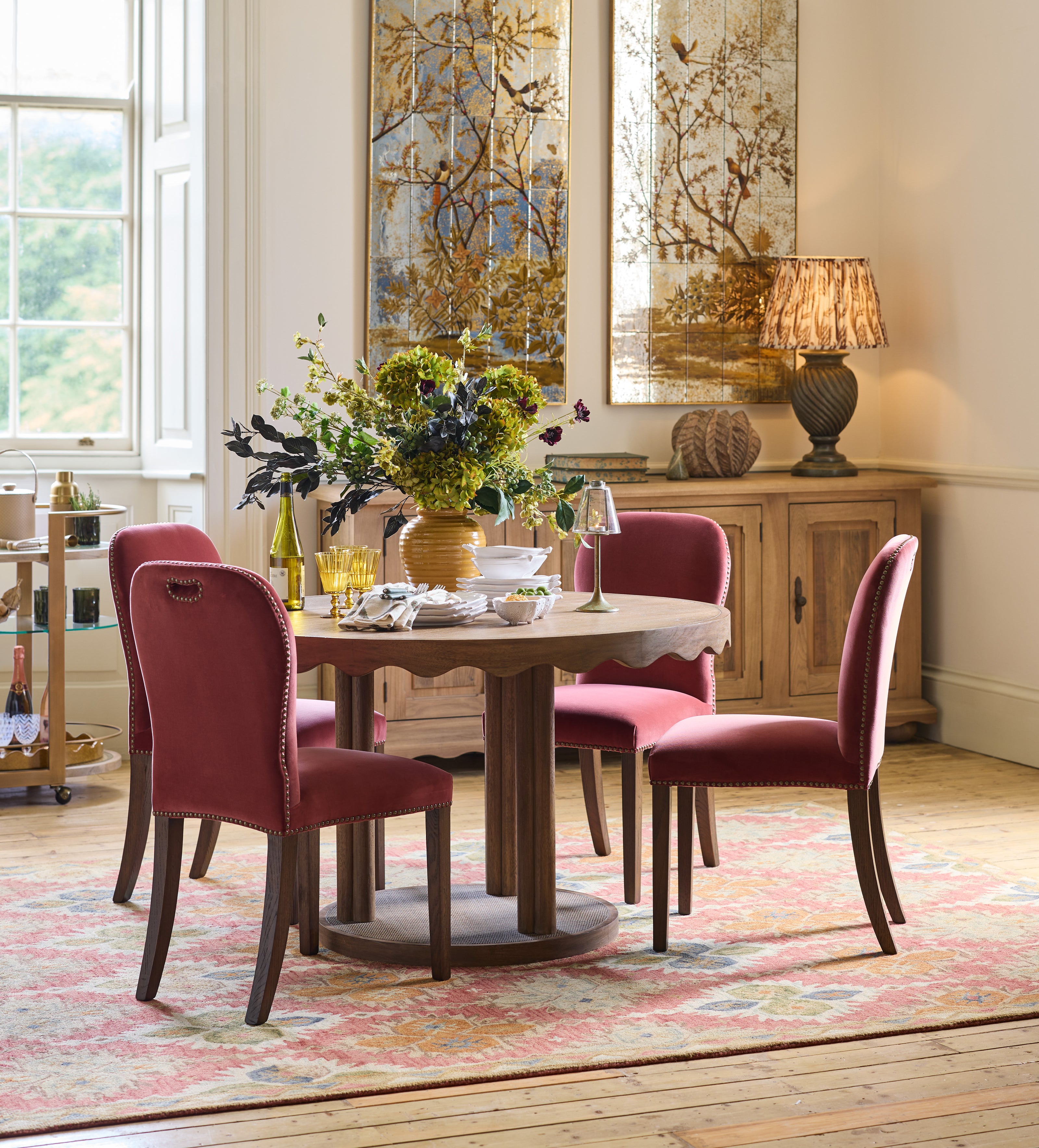 Stafford Velvet Dining Chair - Blood Orange - Set of Four