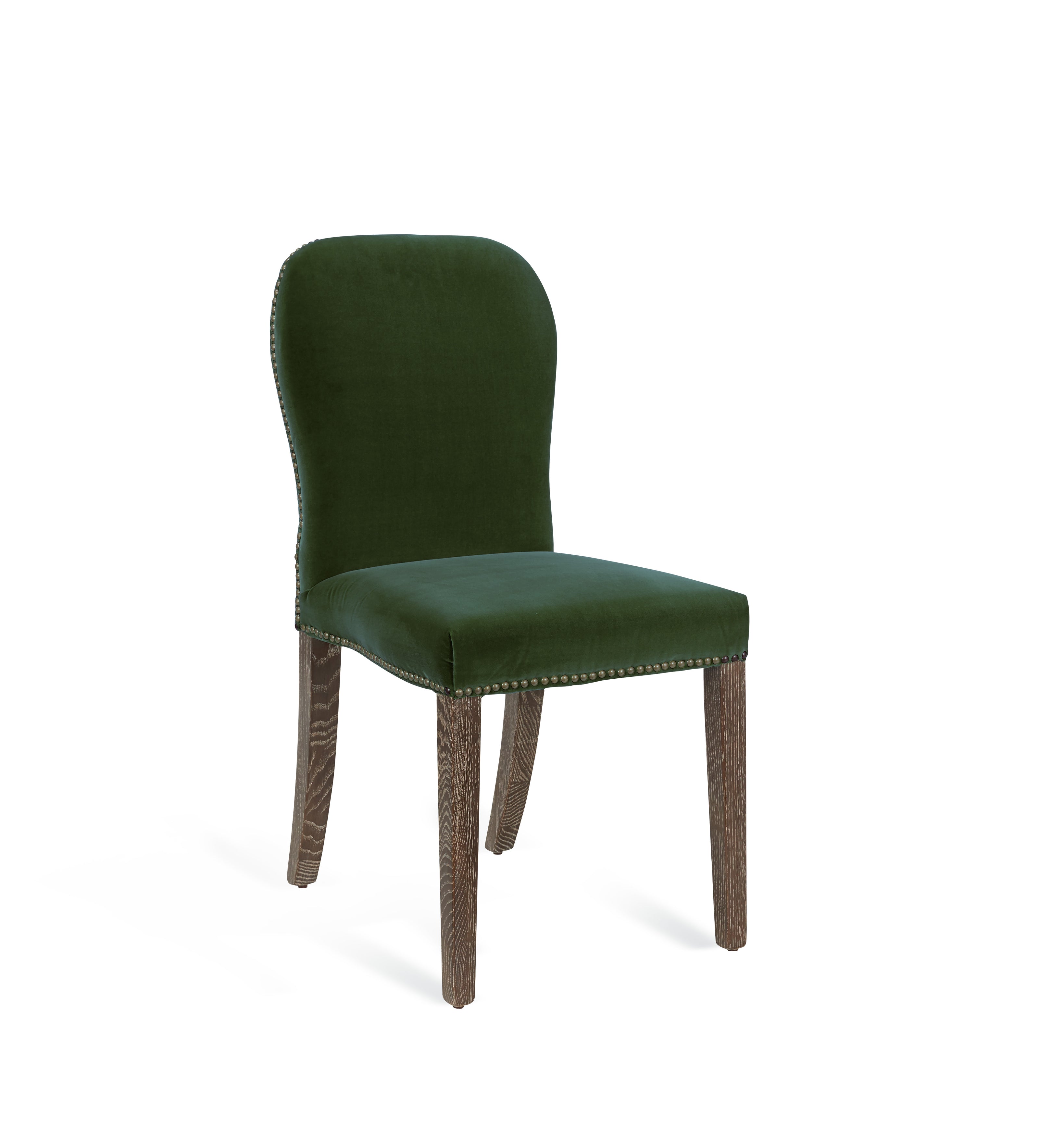 Stafford Velvet Dining Chair Moss Green OKA - Main Image