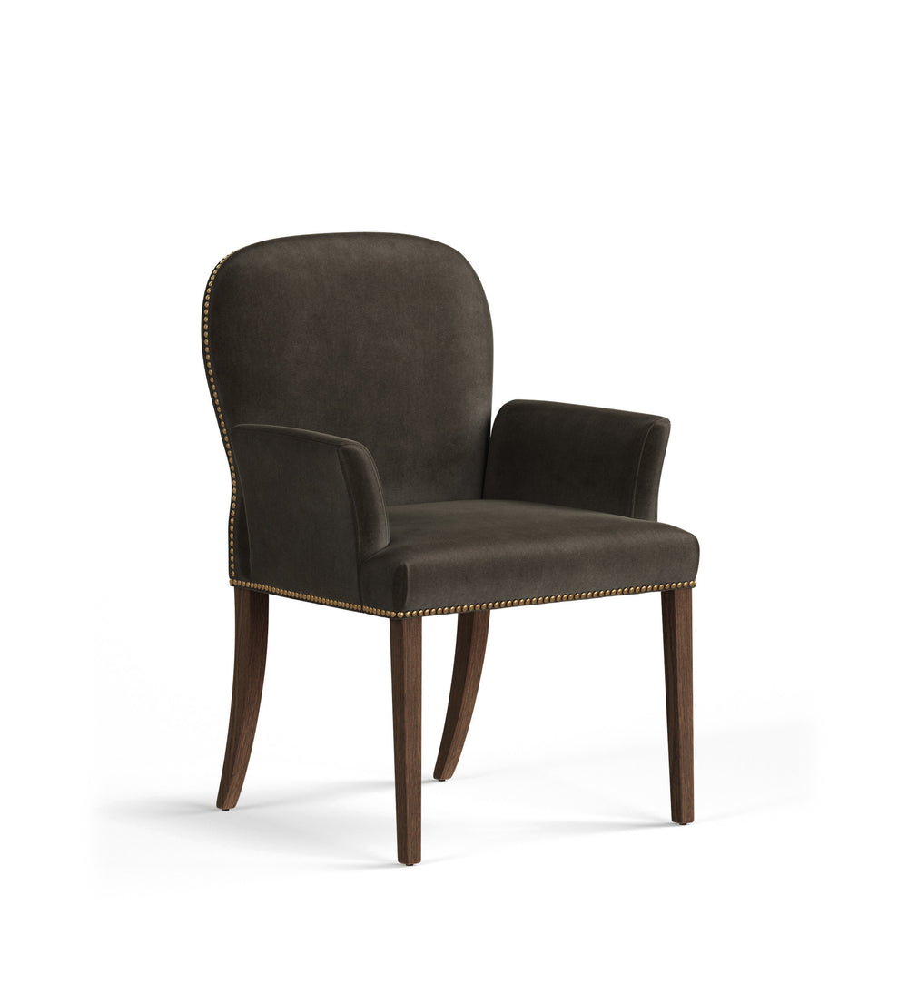 Stafford Velvet Dining Chair with Arms - Truffle
