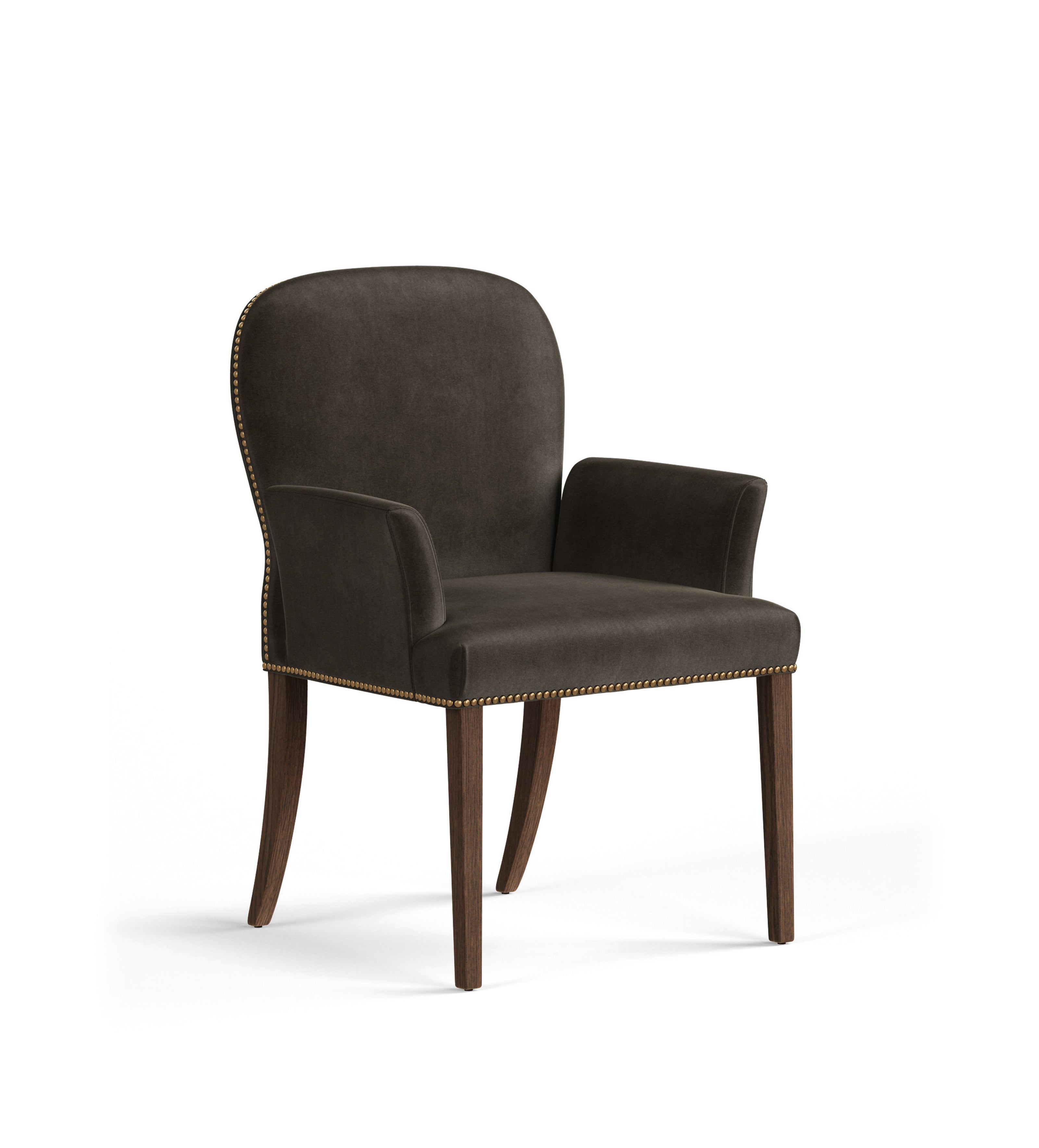 Stafford Velvet Dining Chair with Arms - Truffle