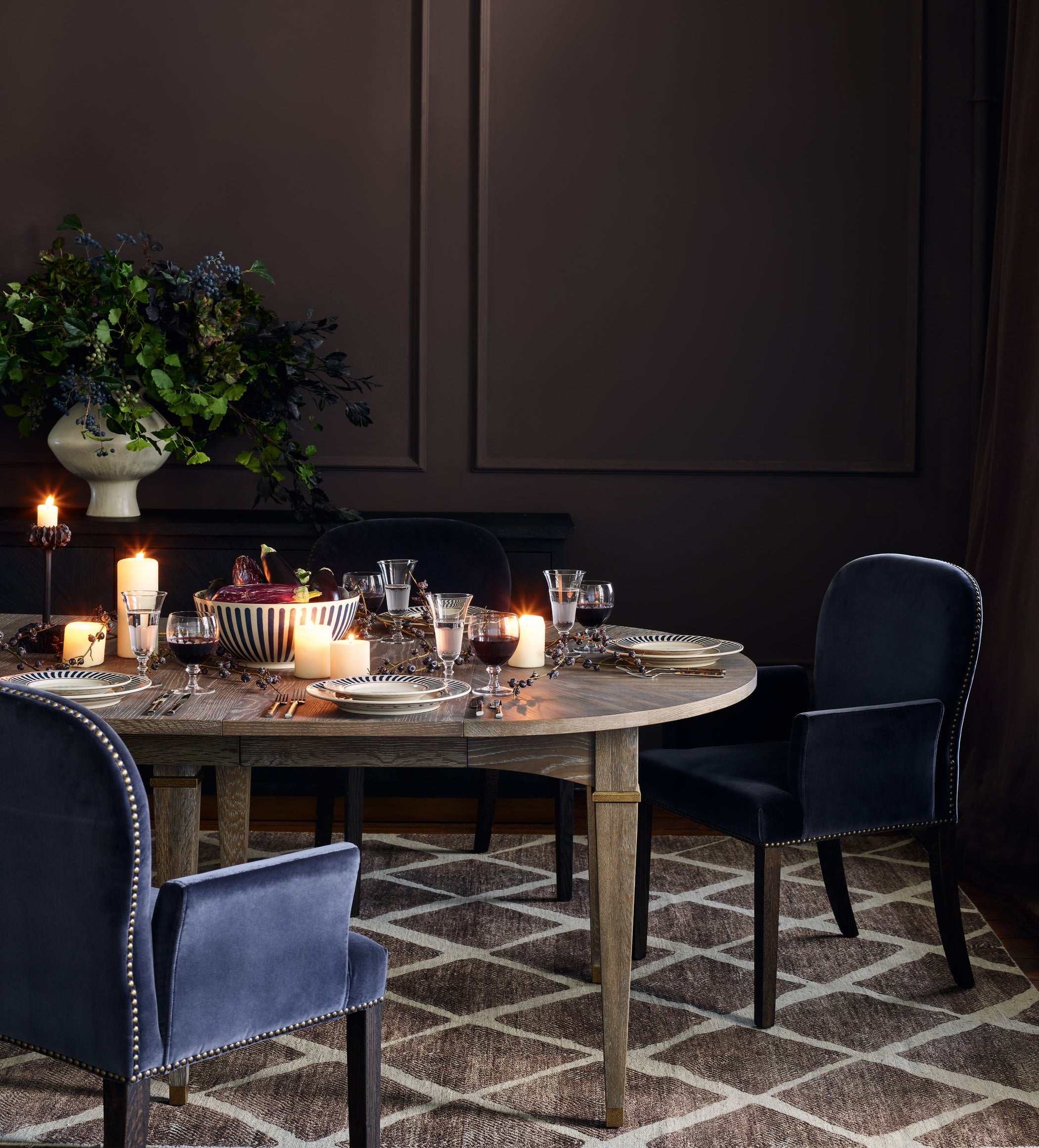 Stafford Velvet Dining Chair with Arms - Truffle