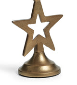 Star Candle Holders Pair - Antique Brass