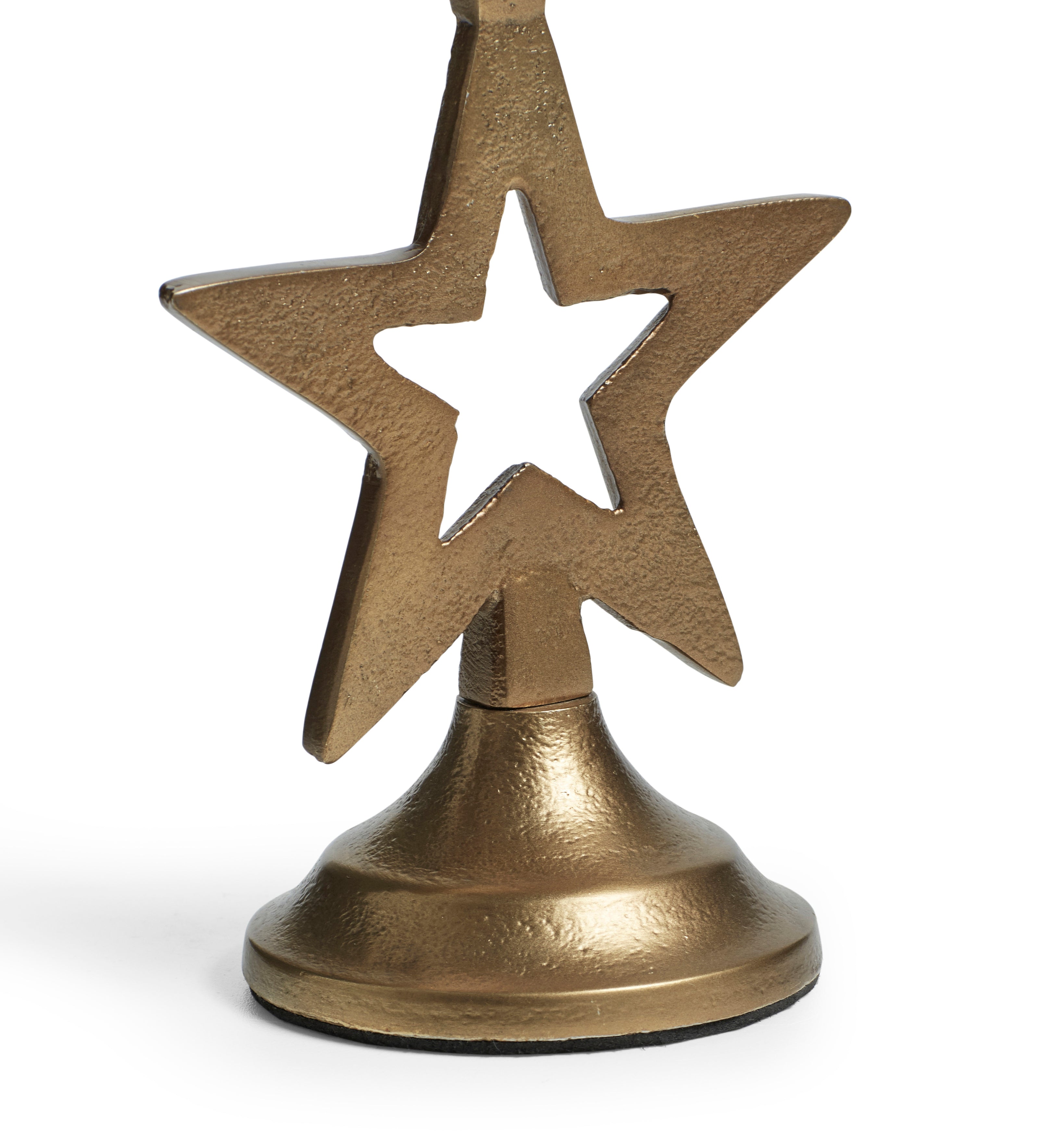 Star Candle Holders Pair - Antique Brass