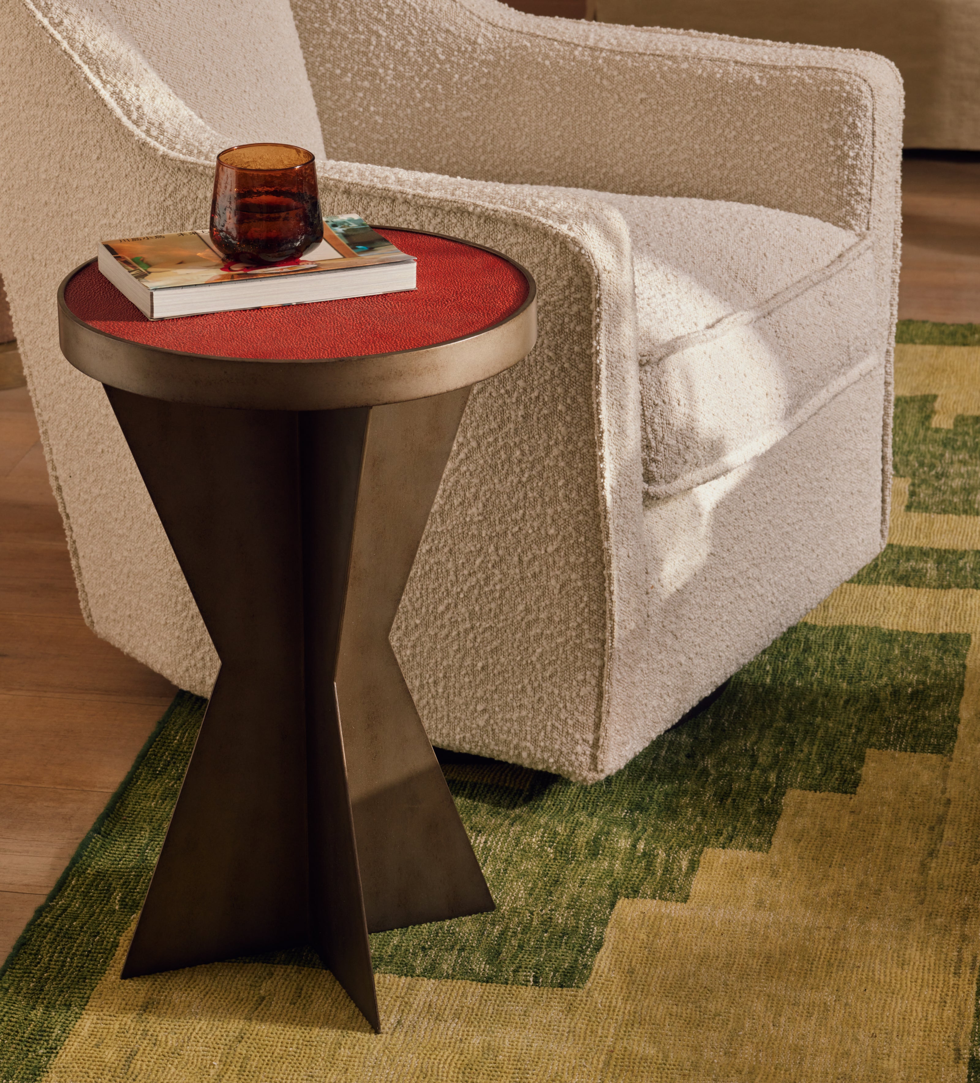 Stello Shagreen Side Table - Moroccan Red