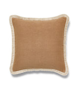 Stonewashed Linen Cushion Cover with Fringing - Apricot