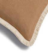 Stonewashed Linen Cushion Cover with Fringing - Apricot