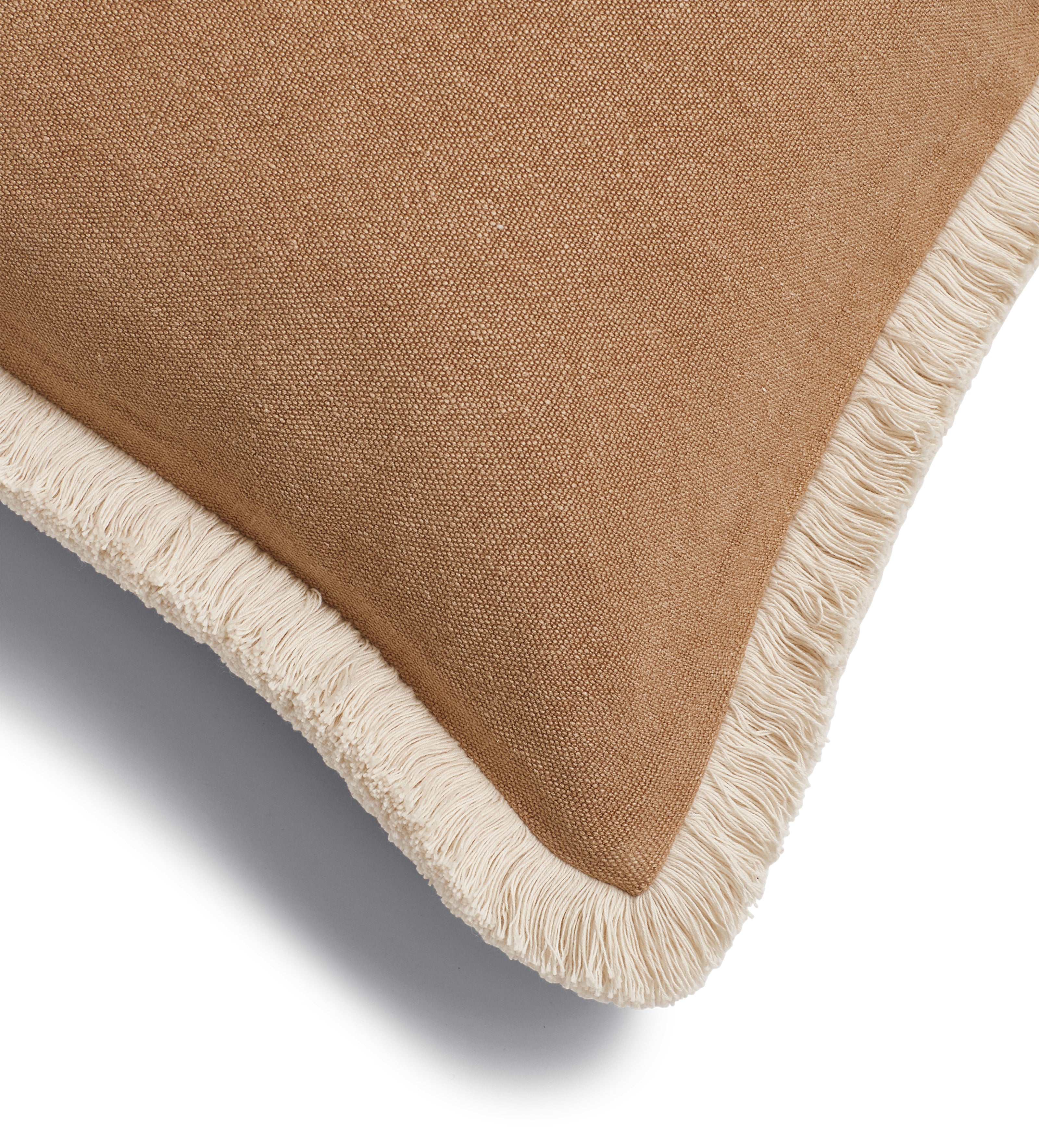 Stonewashed Linen Cushion Cover with Fringing - Apricot
