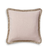 Stonewashed Linen Cushion Cover with Fringing - Dusty Rose