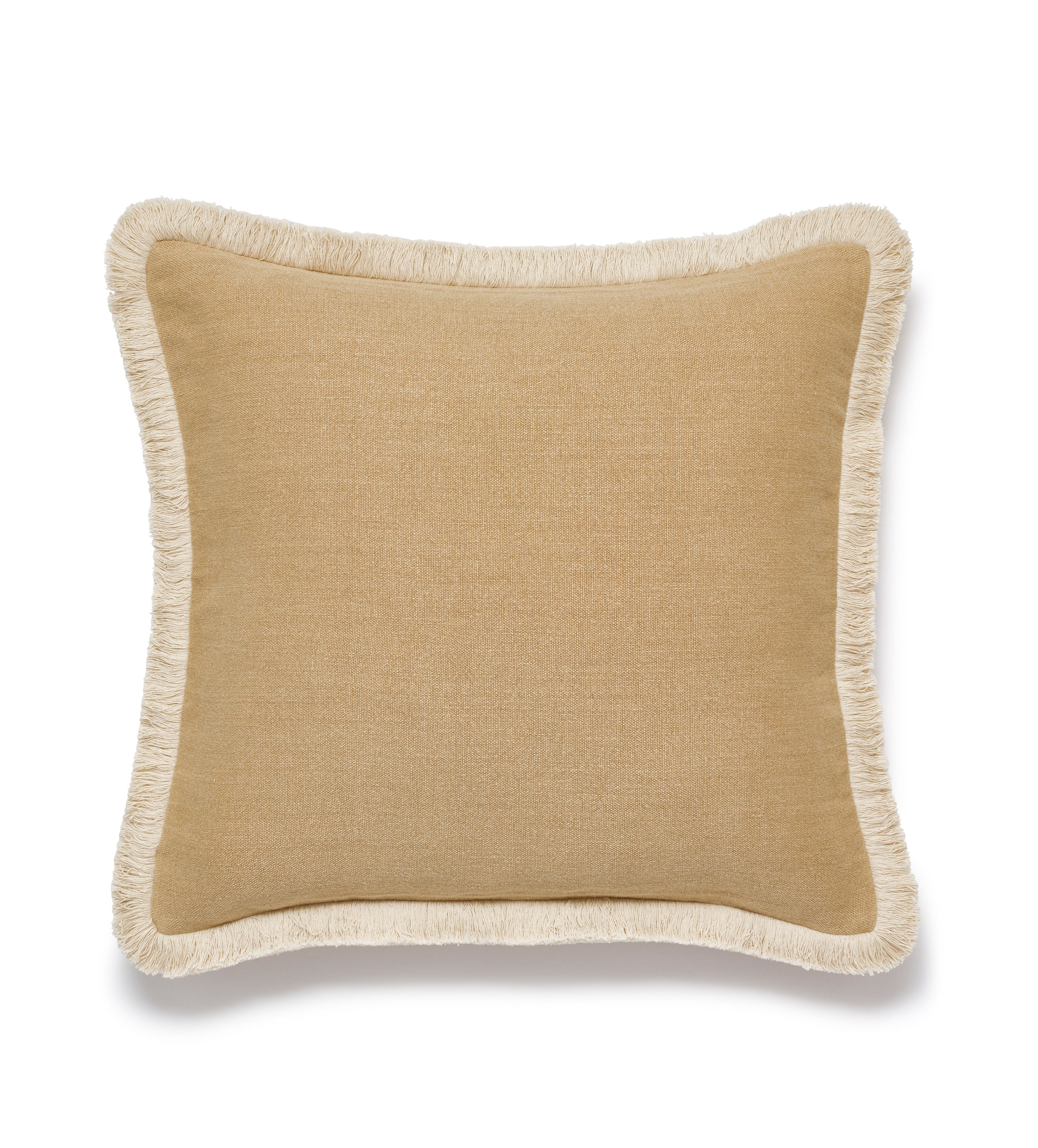 Stonewashed Linen Cushion Cover with Fringing - Hemp