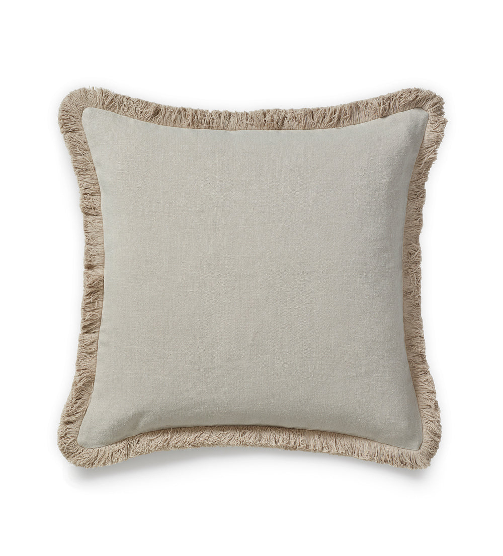 Stonewashed Linen Cushion Cover with Fringing - Natural