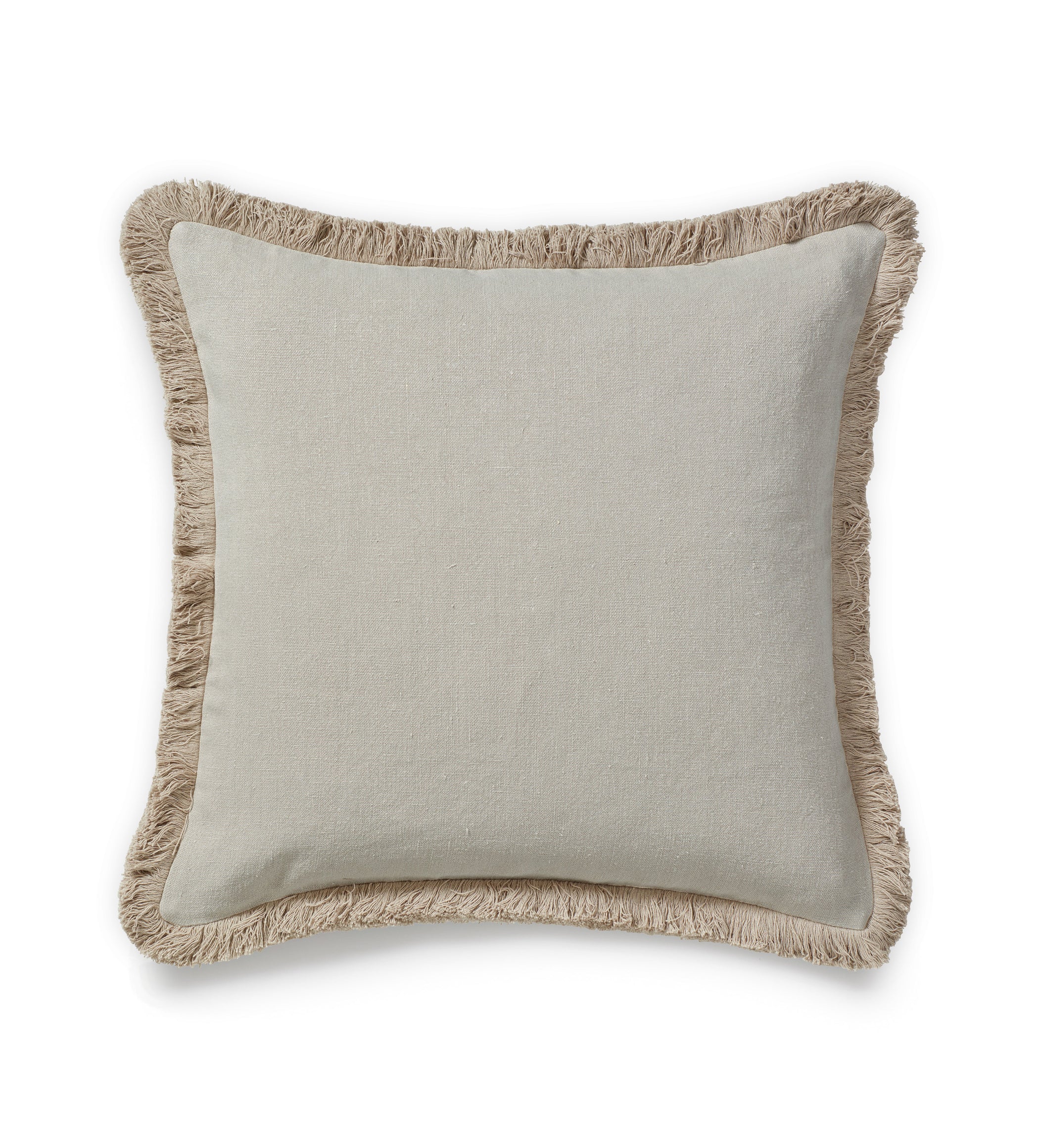 Stonewashed Linen Cushion Cover with Fringing - Natural